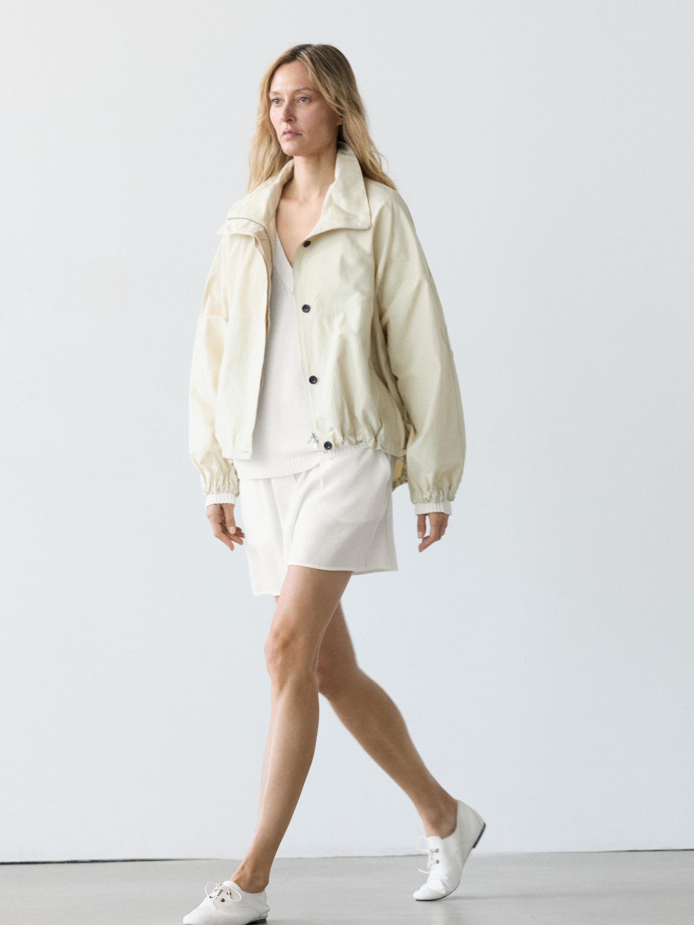 Linen blend total look short Bermuda shorts — Off white