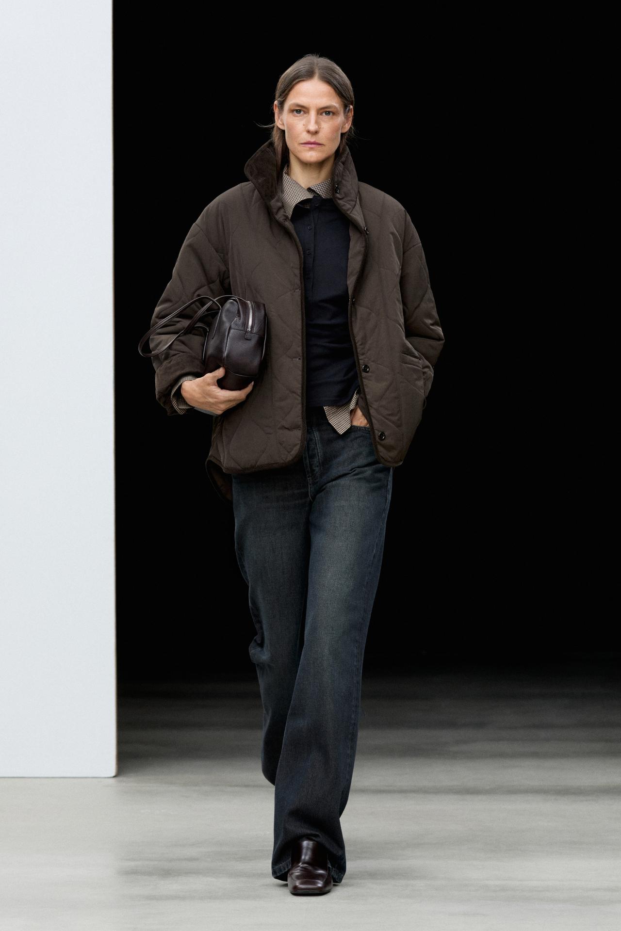 Jacket with wavy stitching detail — BROWN