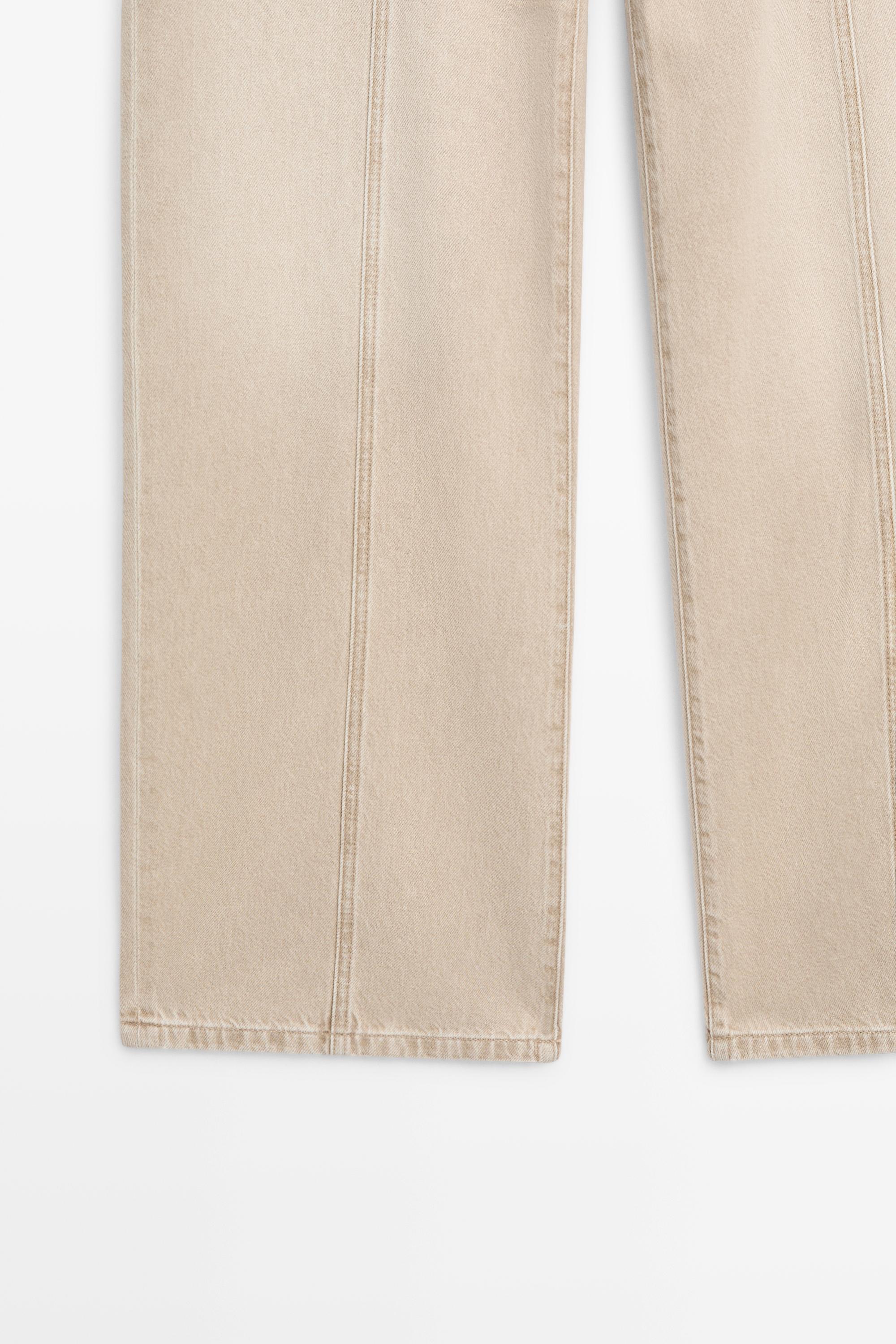 Mid-rise barrel fit jeans — SAND
