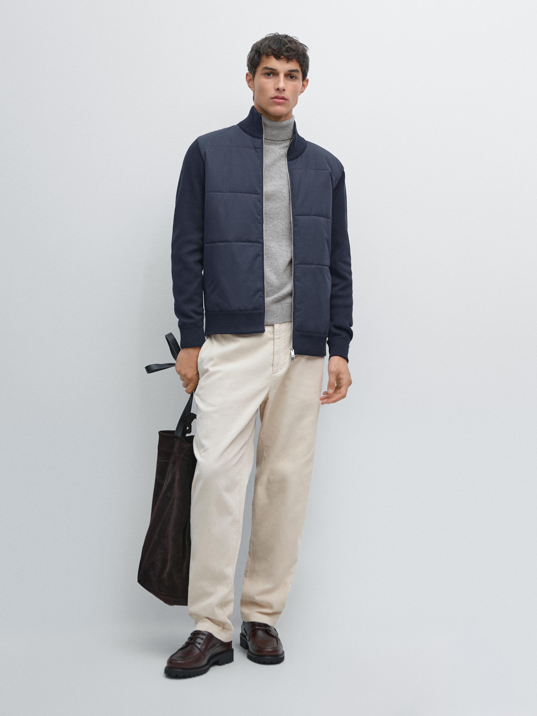 Contrast knit puffer jacket