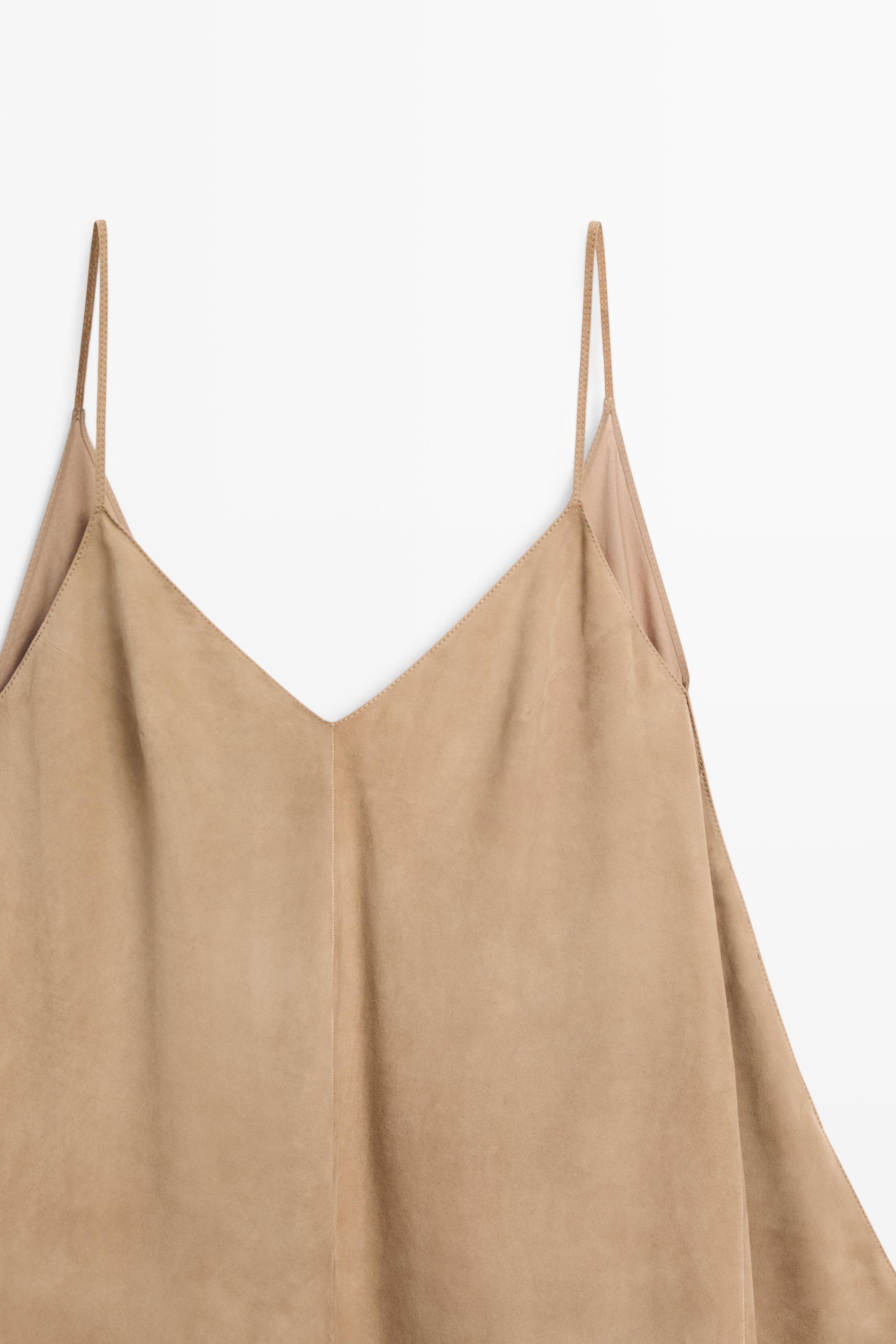 Suede leather combined dress - STUDIO — STONE