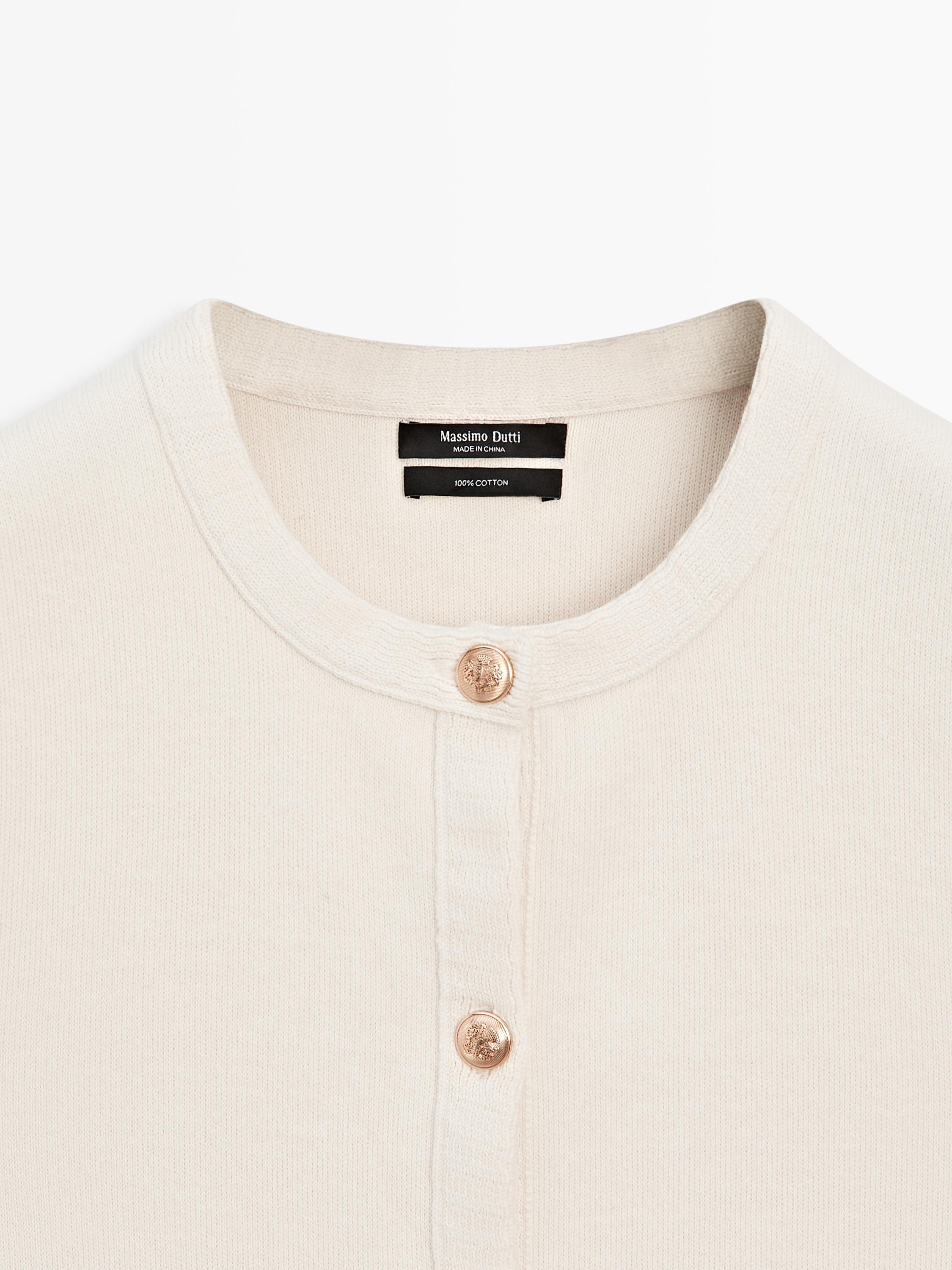 Cotton knit vest with pocket details — CREAM