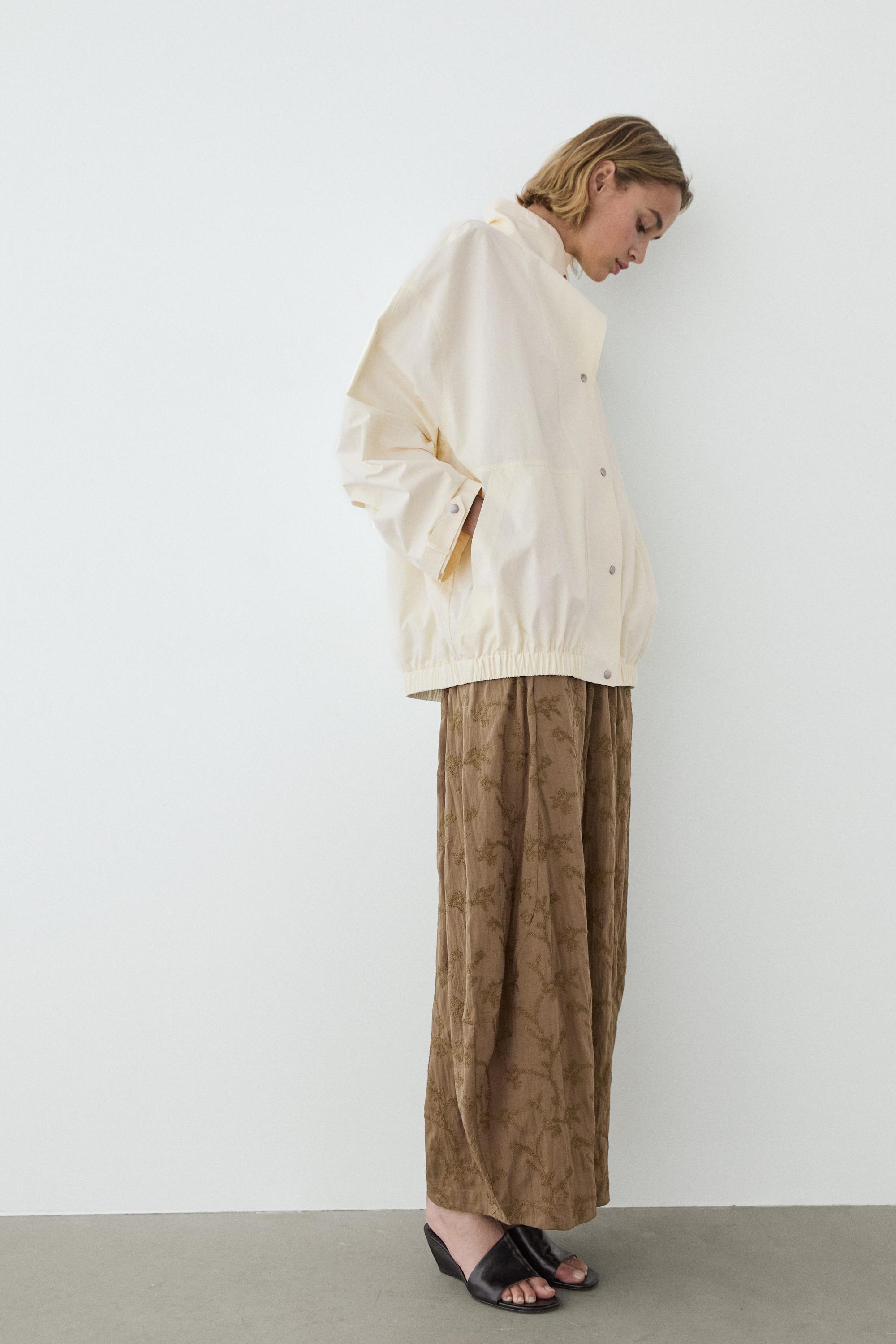 Oversize bomber jacket with snap buttons — CREAM