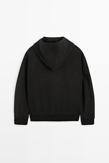 Wool blend double-knit hooded jacket — CHARCOAL 6