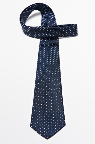100% silk polka dot tie — NAVY BLUE 4