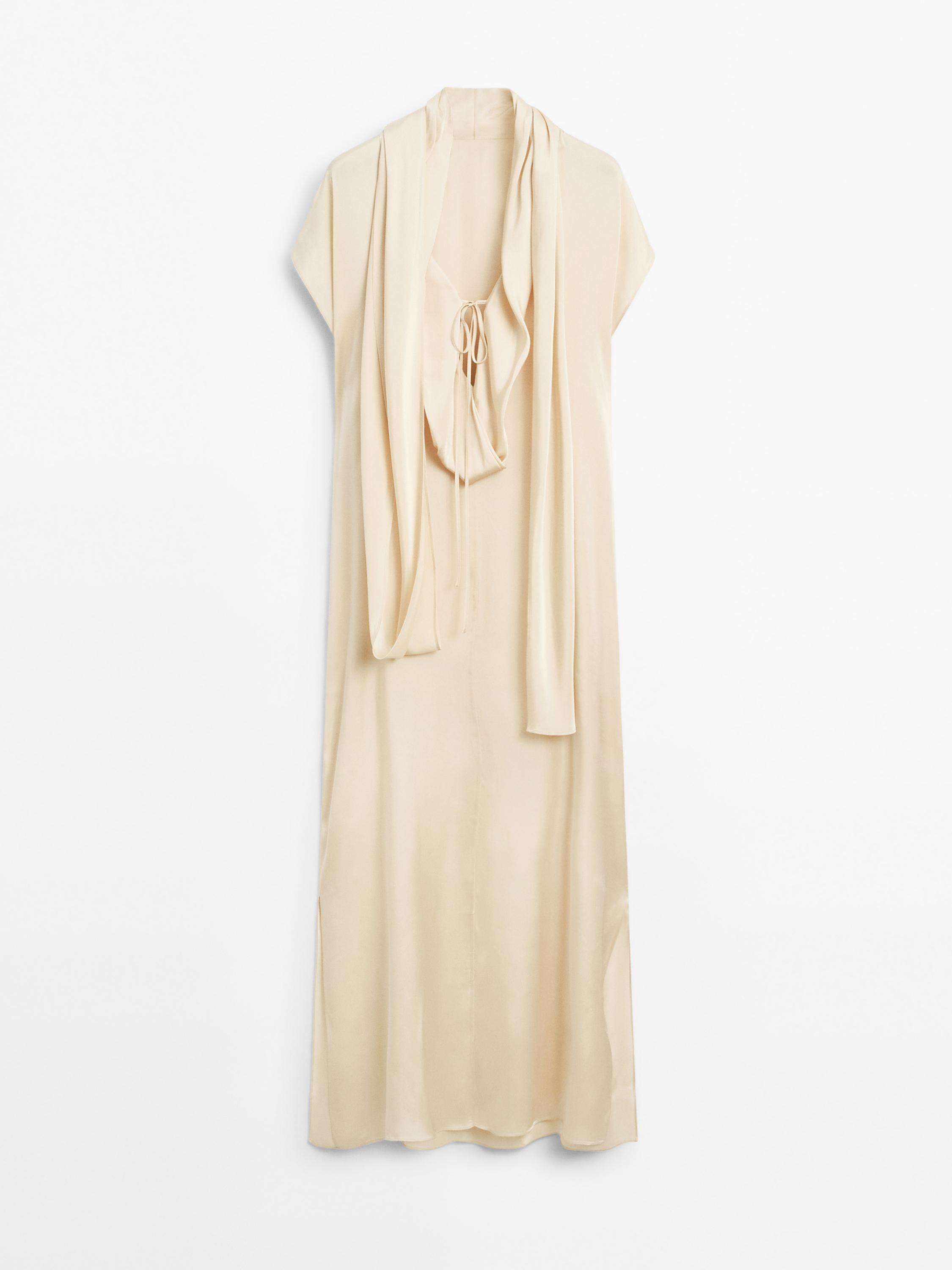 Vestido largo fluido detalle fular - Limited edition
