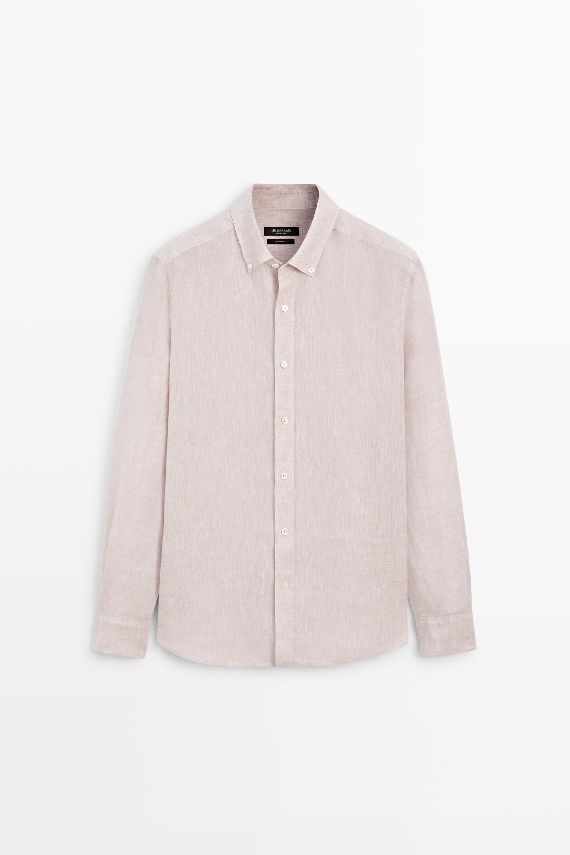 100% Linen regular fit shirt — MAUVE