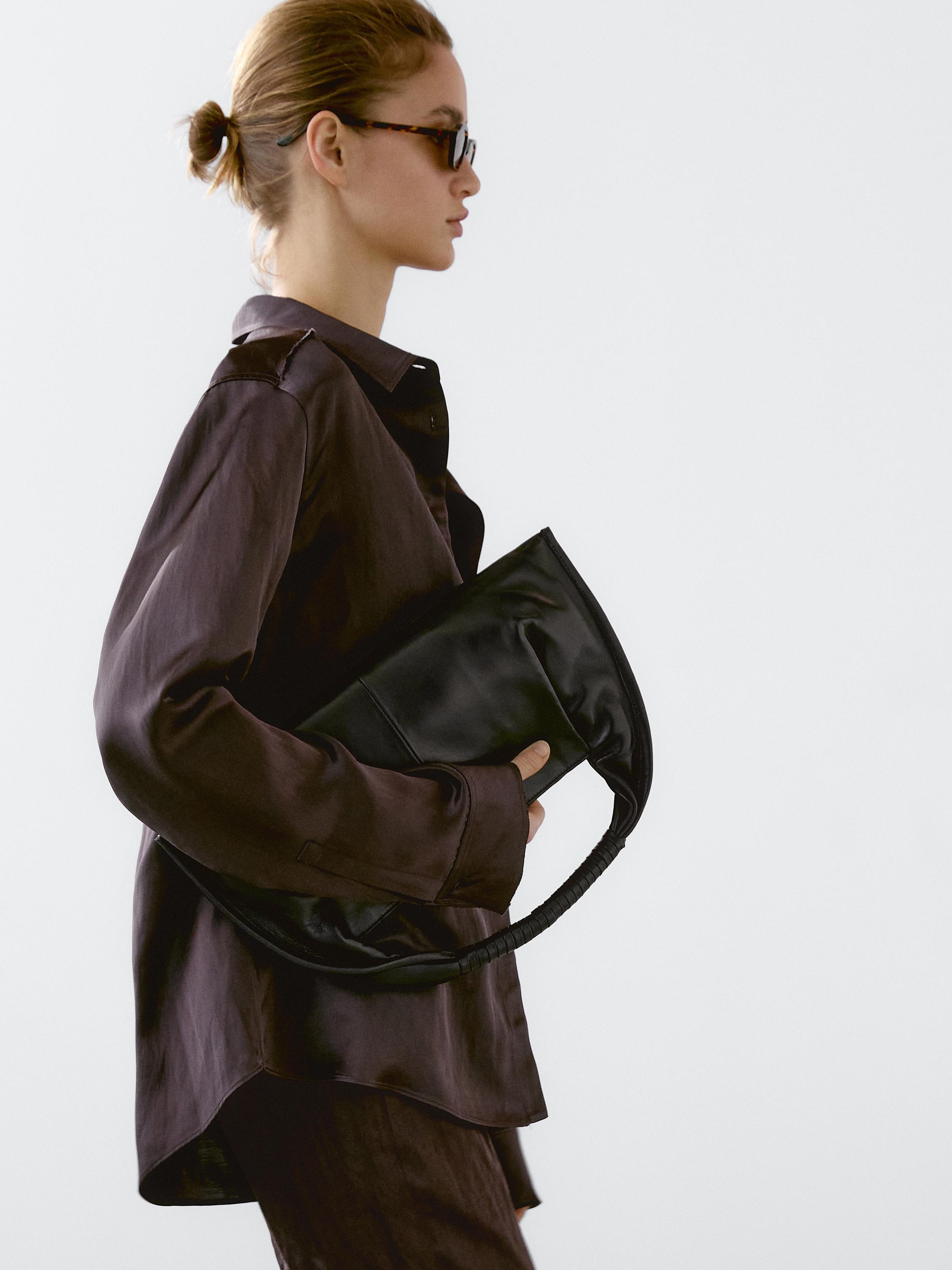 Camisa fluida satinada manga larga