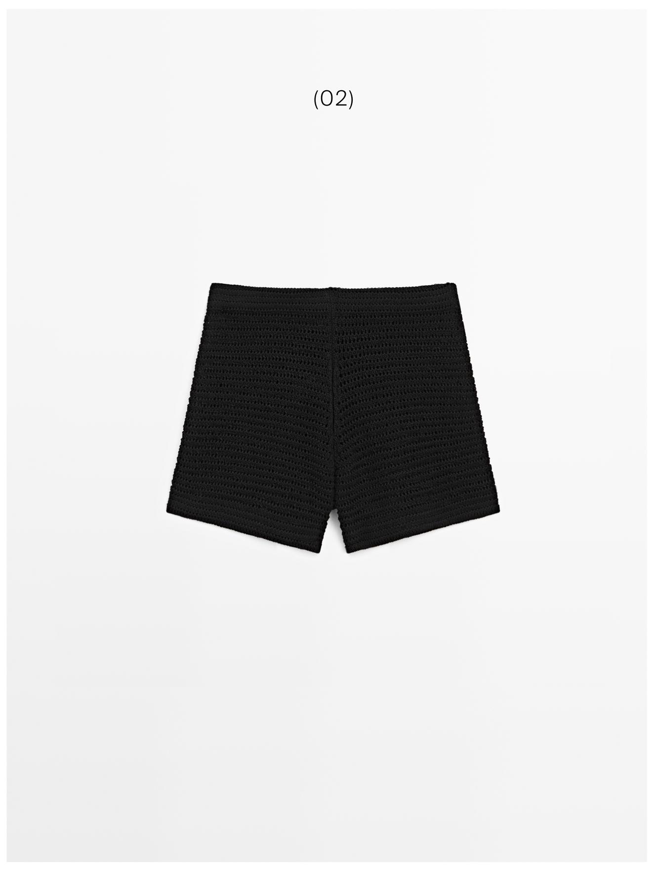 Short cotton blend knit Bermuda shorts — BLACK