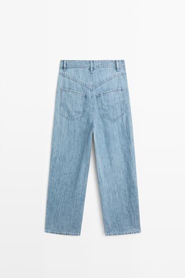 100% linen high-waist barrel fit jeans — Light Blue 6