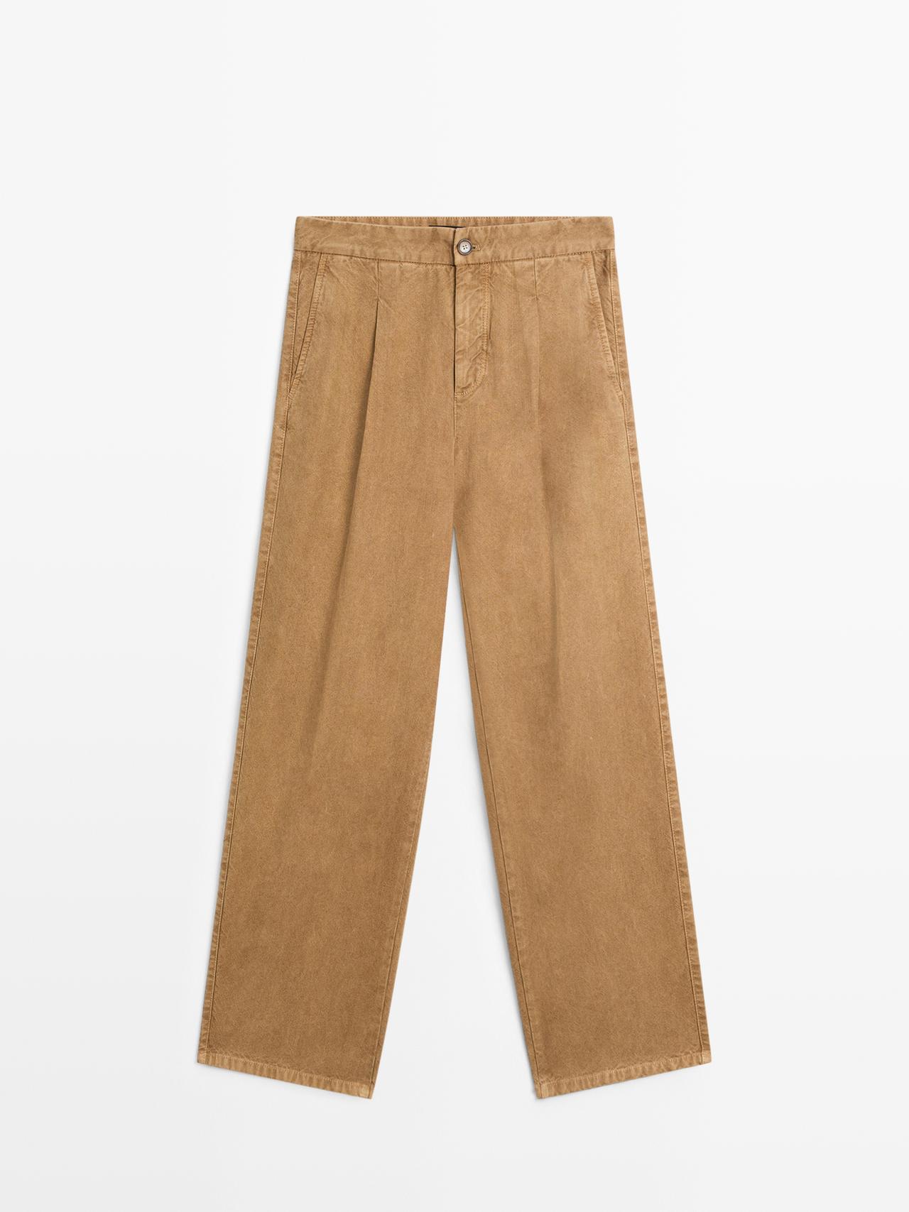 Massimo Dutti - Dames - Relax Fit Broek Met Hoge Taille - Vigo Bruing - 34