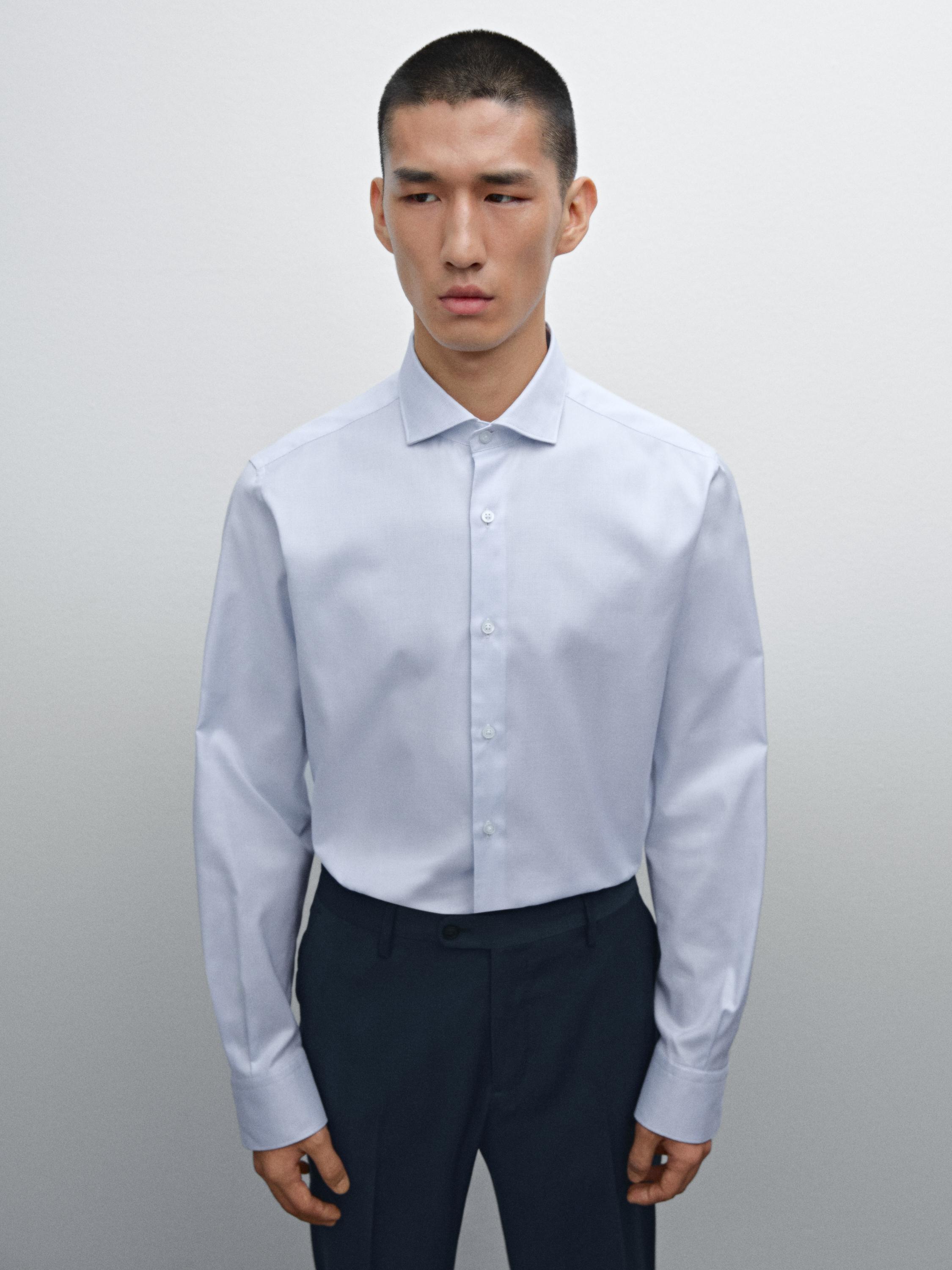 Camisa microestructura slim fit algodón
