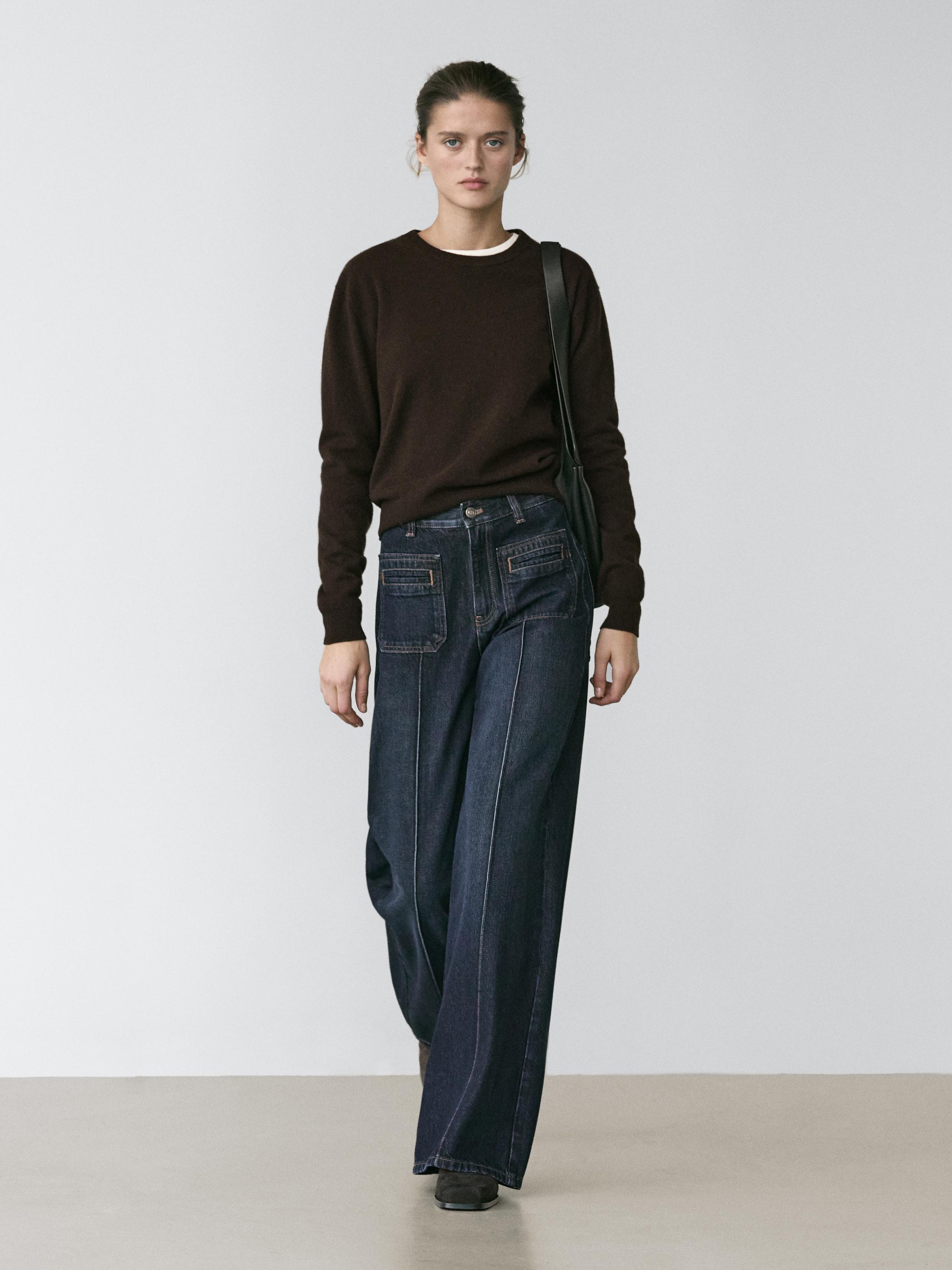 Mid-rise wide-leg jeans