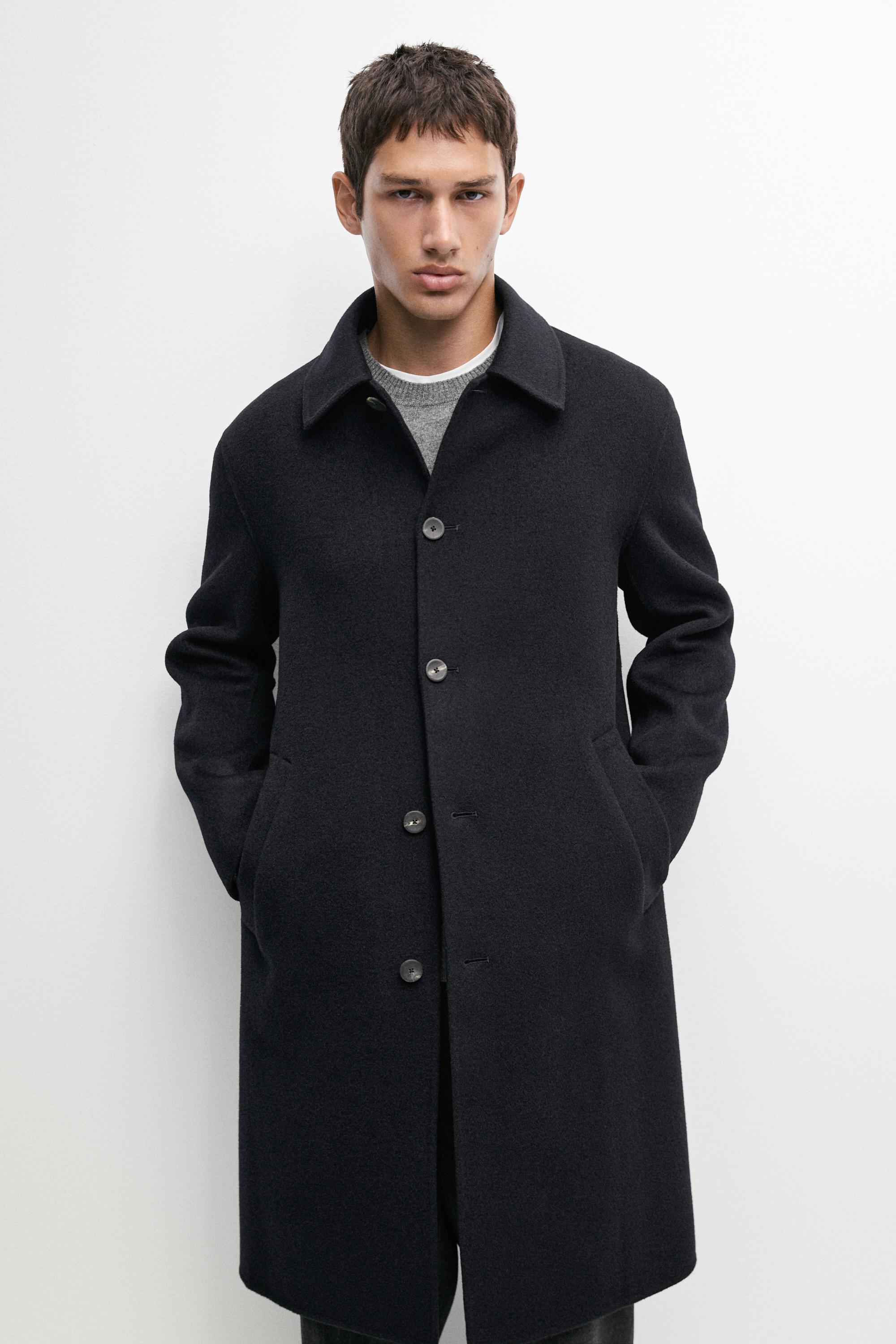 Manteau long tissu double laine
