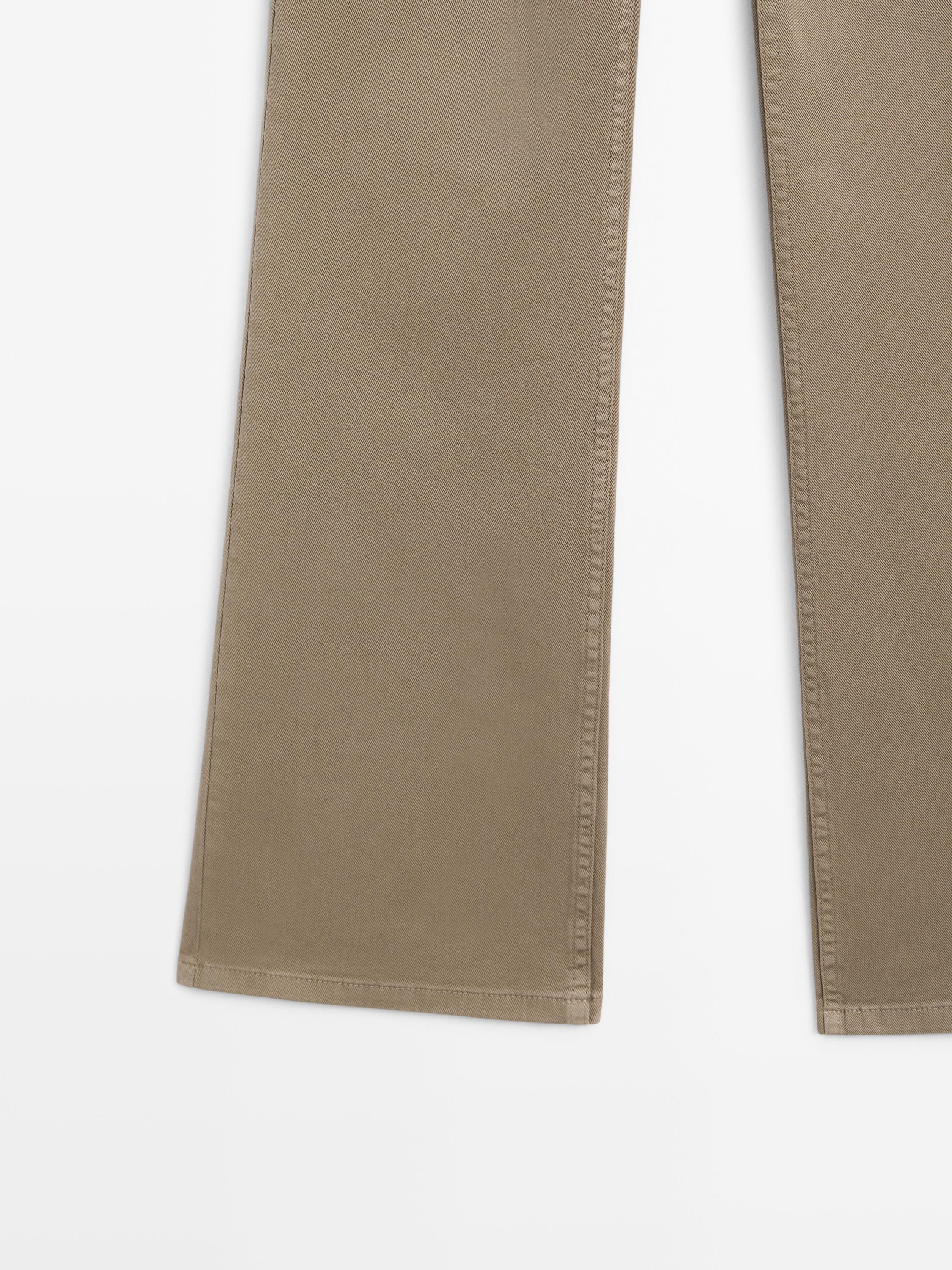 High-waist straight fit denim trousers