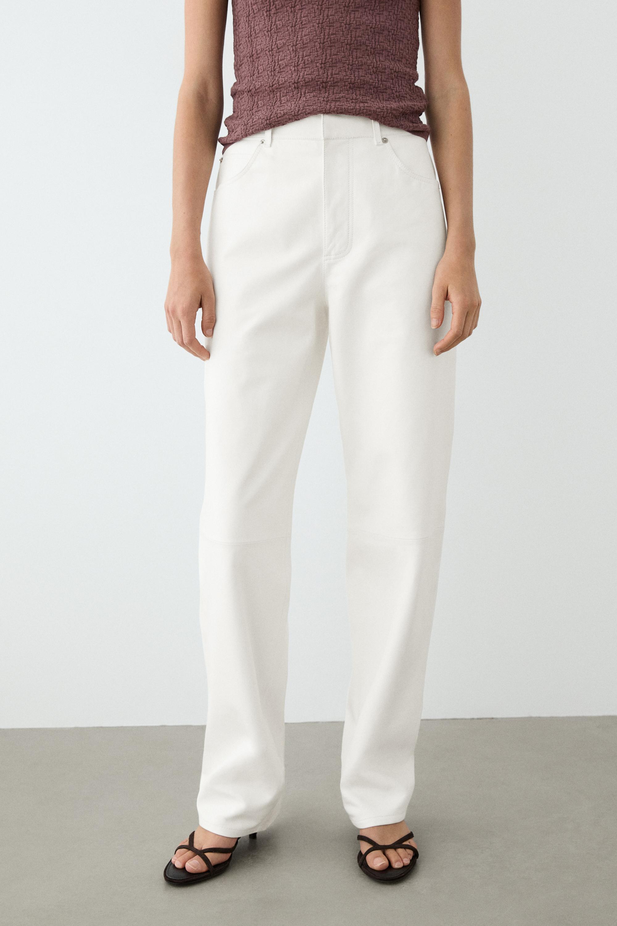 Straight-leg leather pants — WHITE