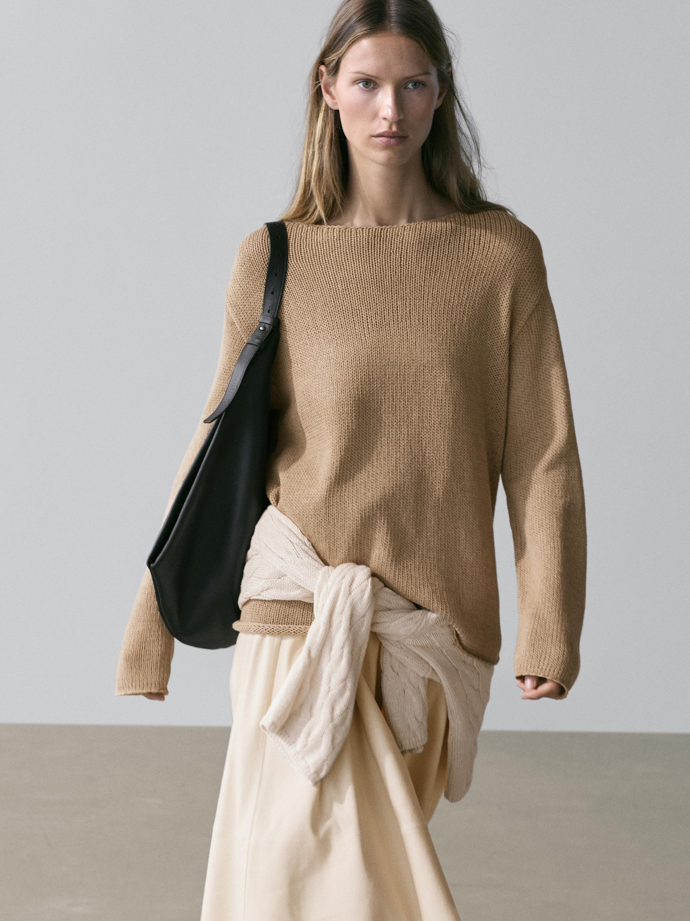 Cotton blend cutwork sweater