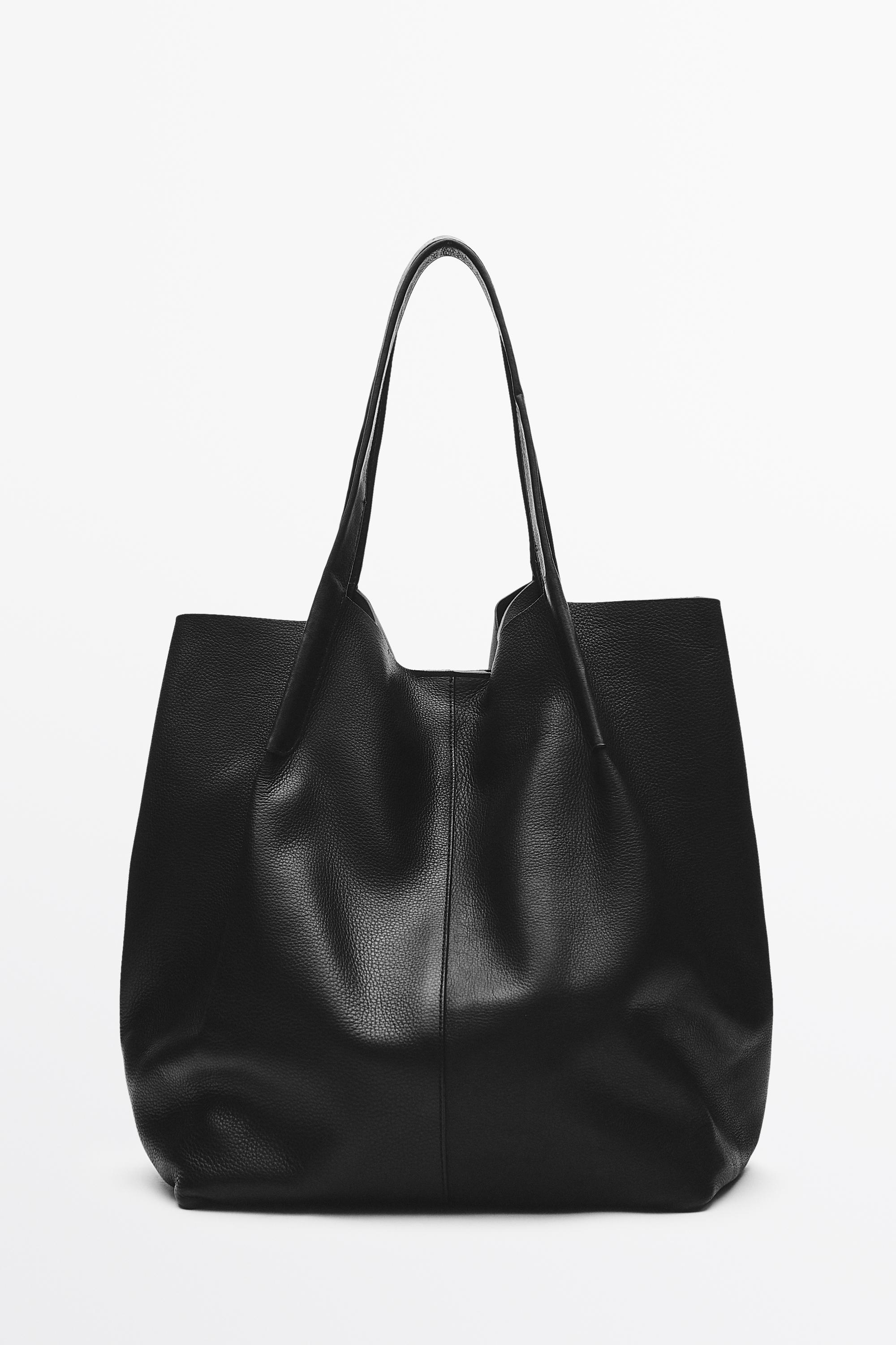 Nappa leather tote bag — BLACK