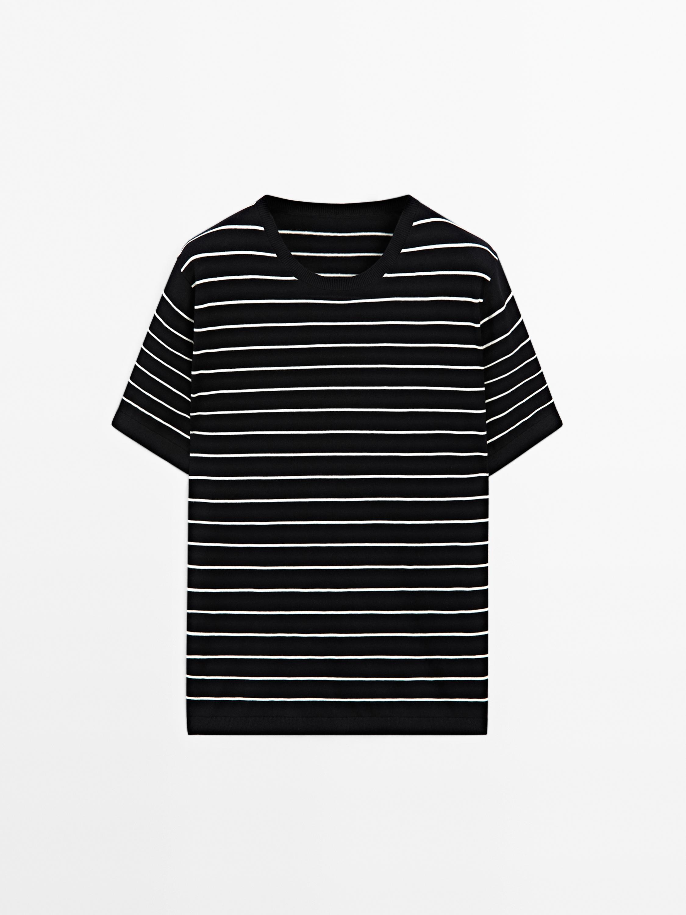 T-shirt à rayures en maille 100 % coton
