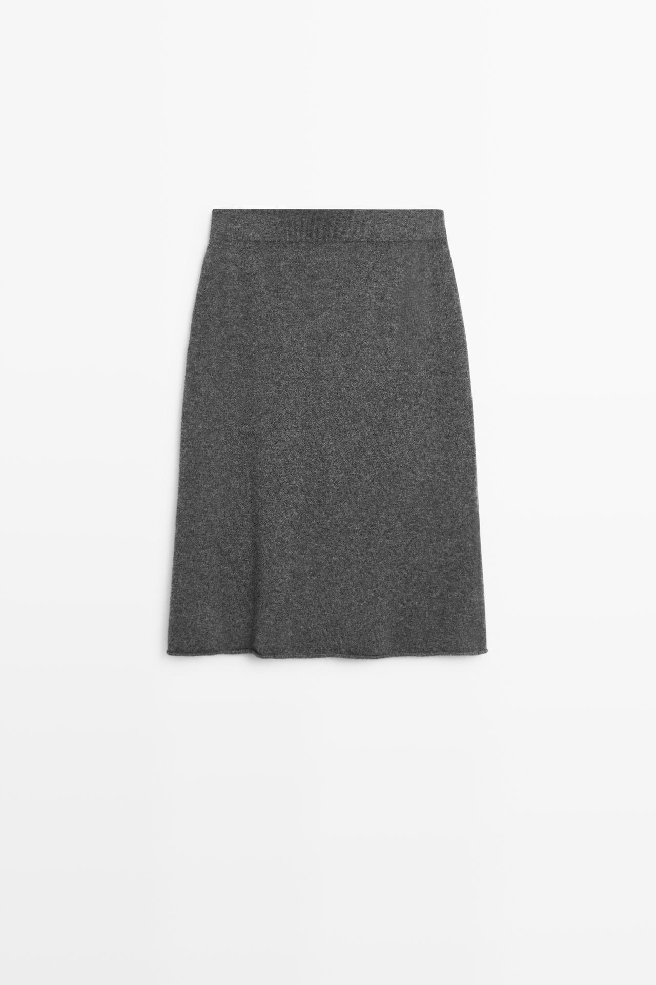 Wool-blend knit skirt co-ord — MEDIUM GREY