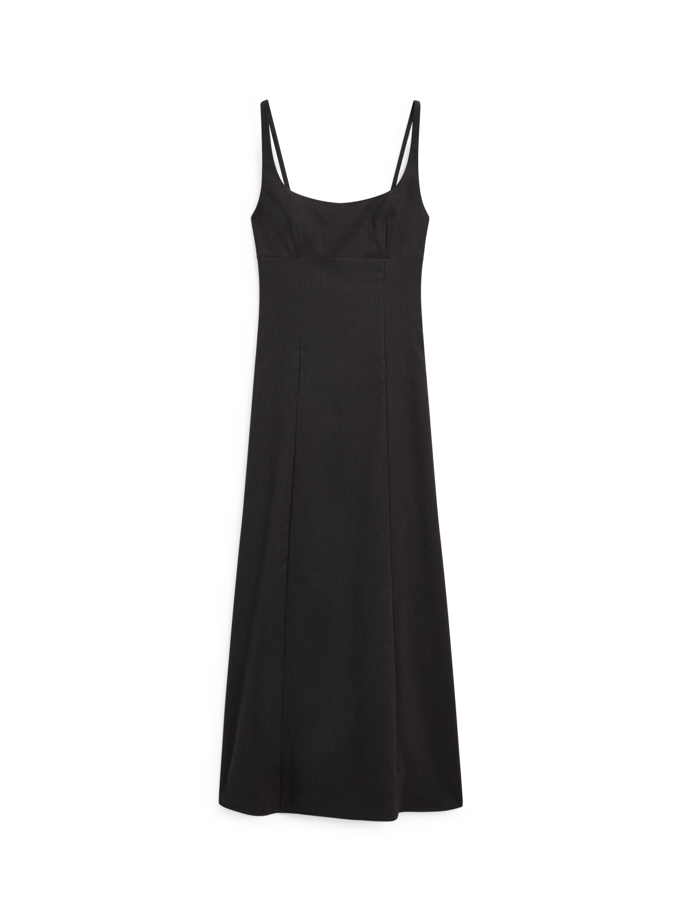 Strappy linen midi dress Black Dress | Massimo Dutti Strappy linen midi dress Black Dress | Massimo Dutti