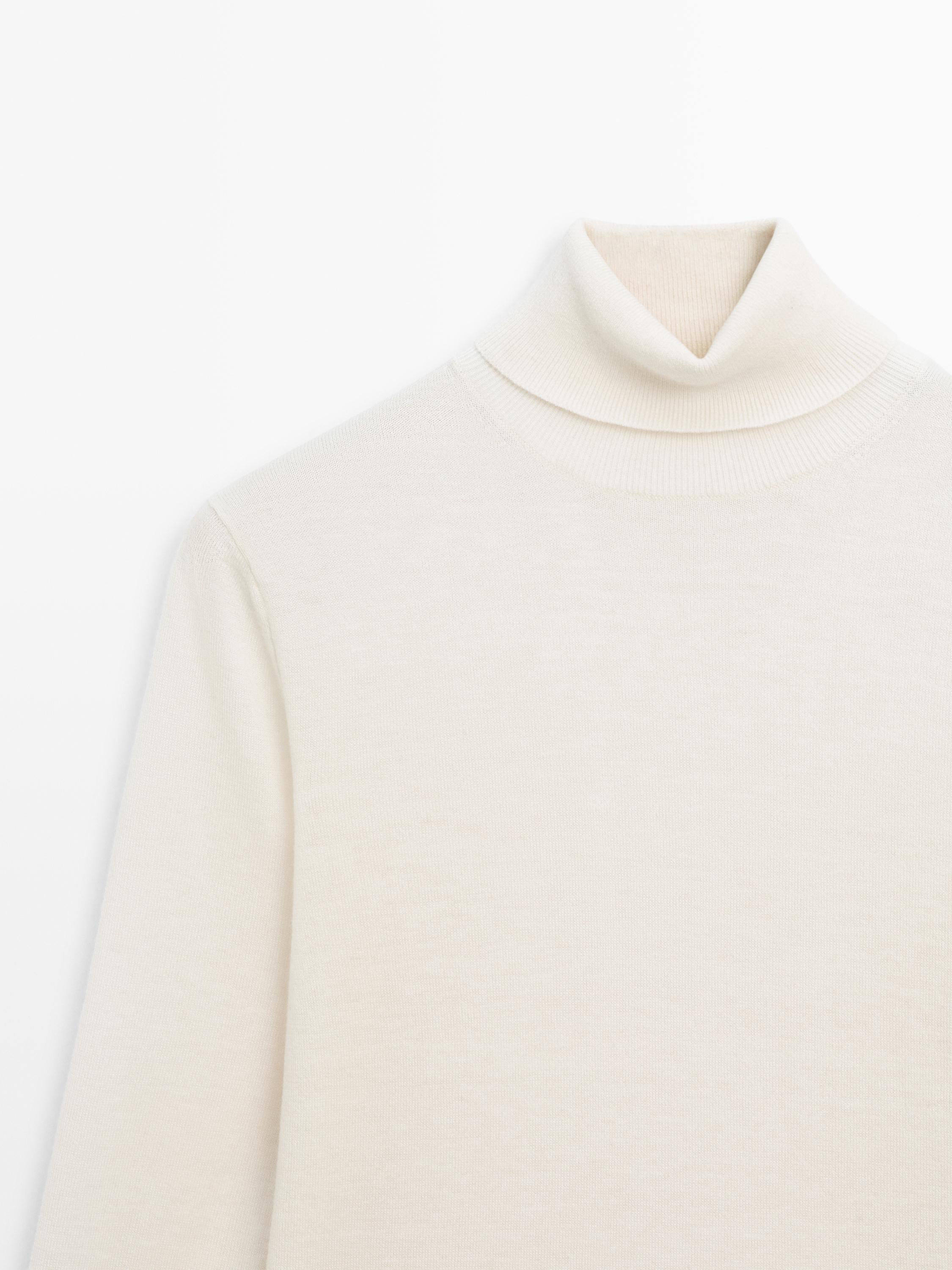 High neck wool blend sweater