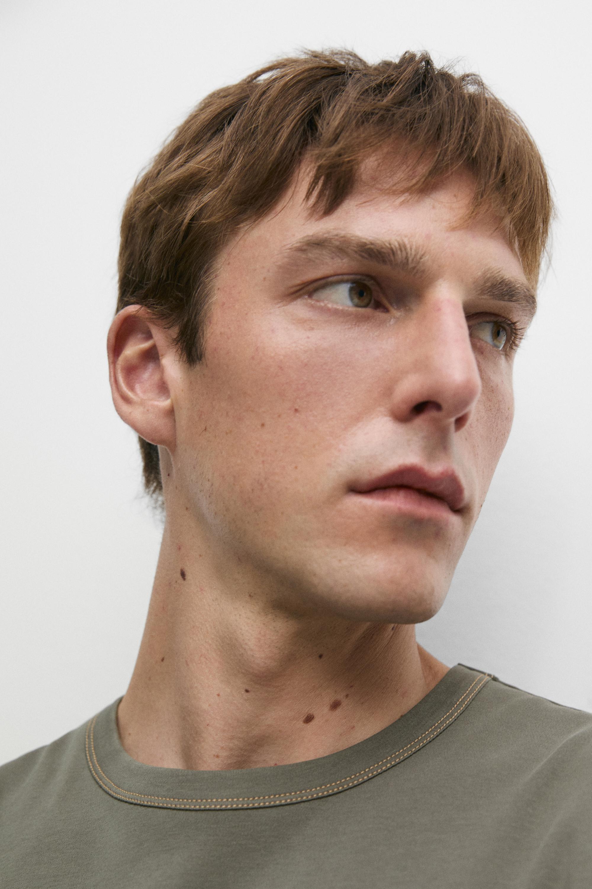 100% cotton short-sleeve T-shirt — KHAKI