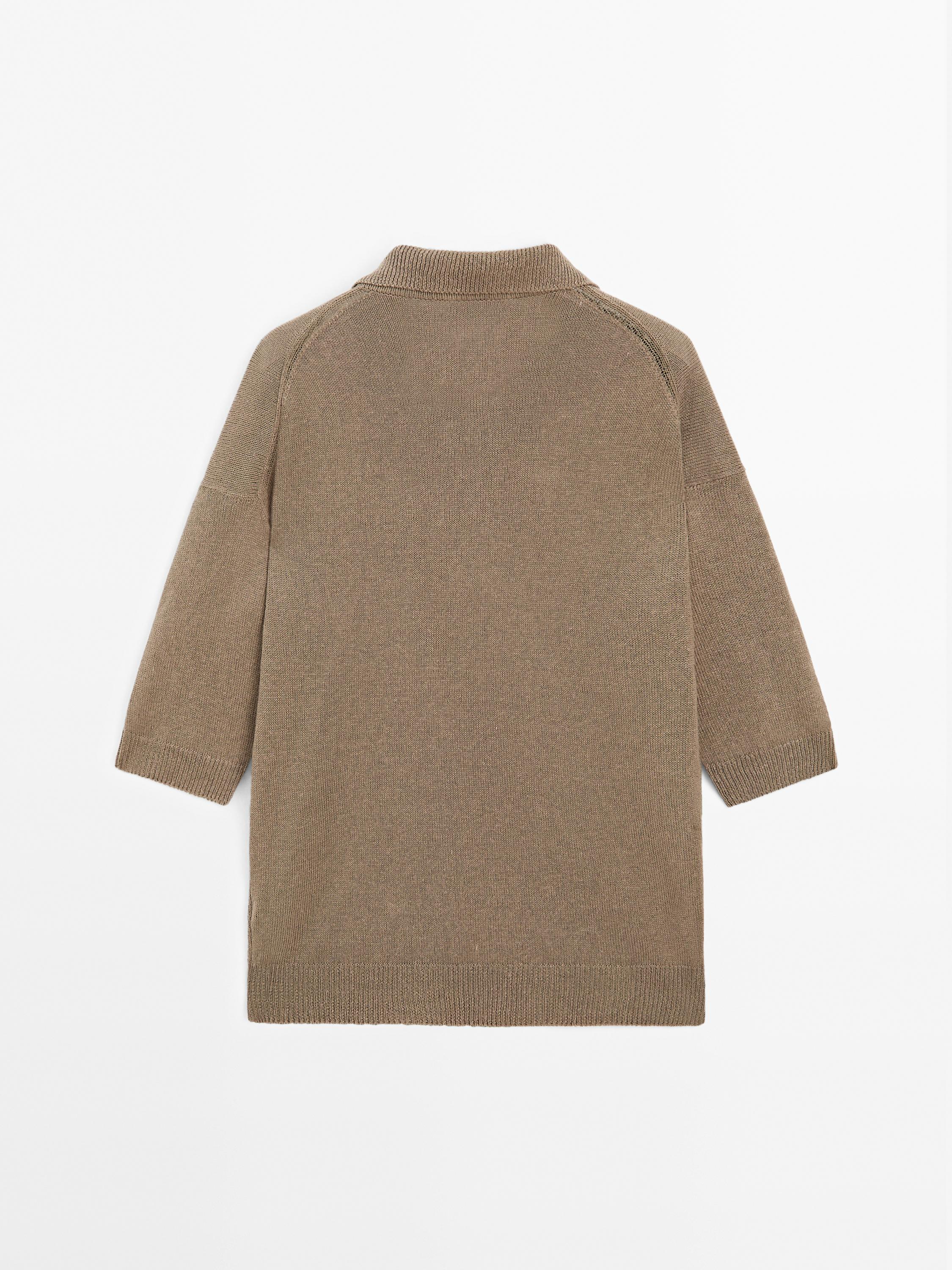 Oversize knit sweater with polo collar