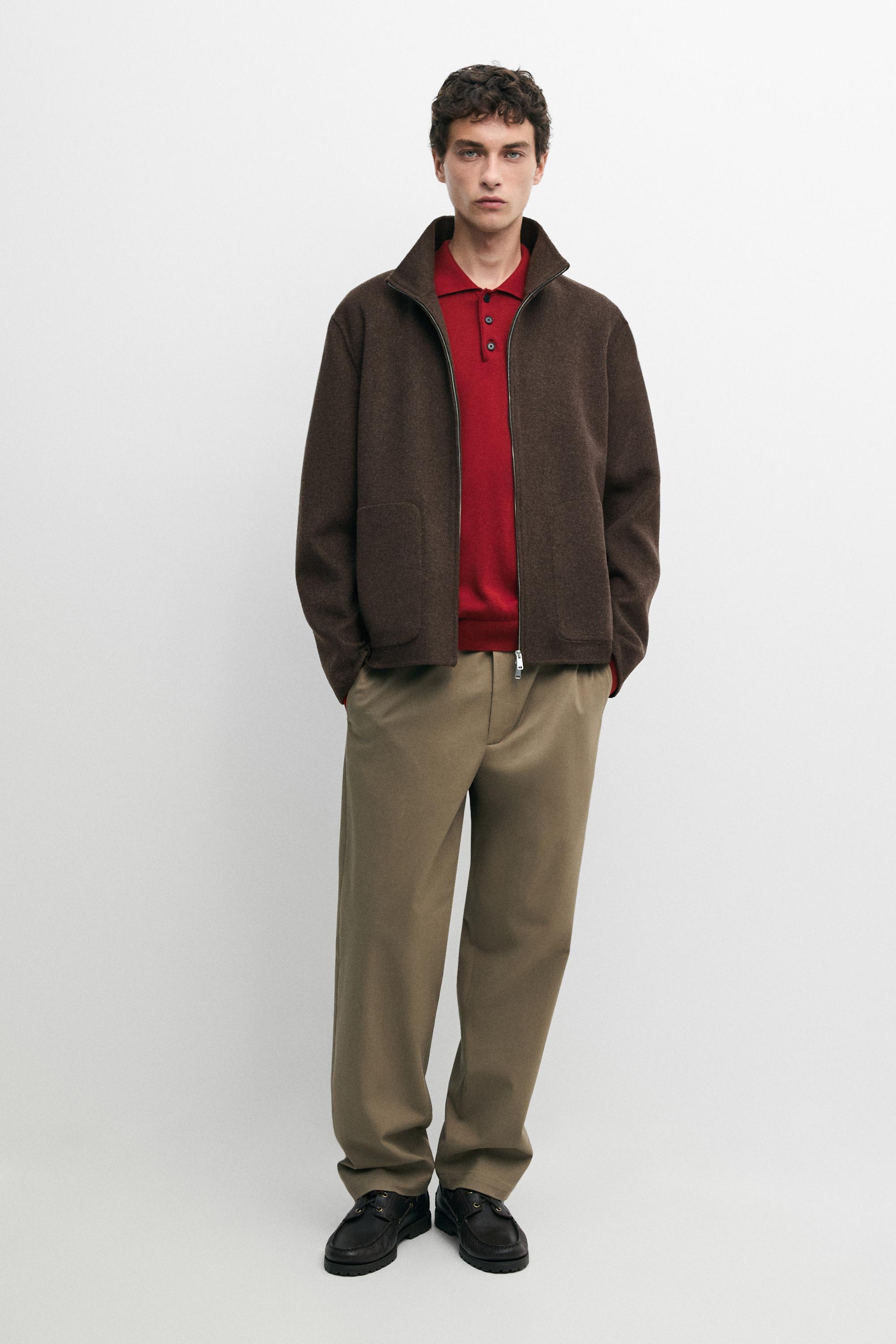 Cotton blend straight-leg pants
