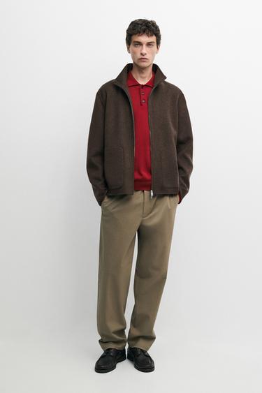 Cotton blend straight-leg pants — MINK 1
