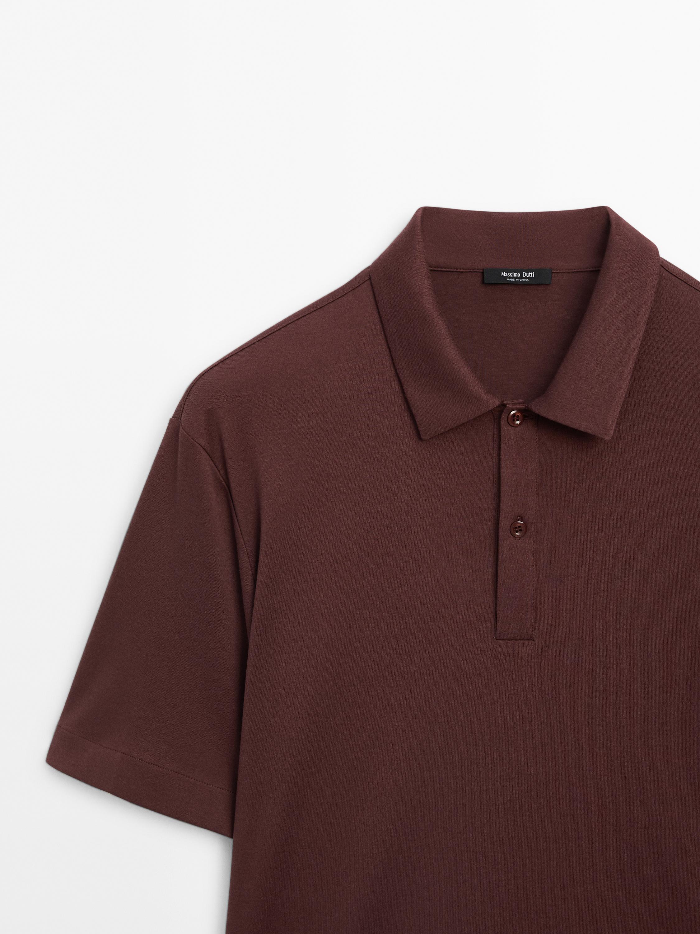 ★Massimo Dutti★ Short sleeve micro textured polo shirt Short sleeve micro-textured polo shirt · Moss Green, Cream