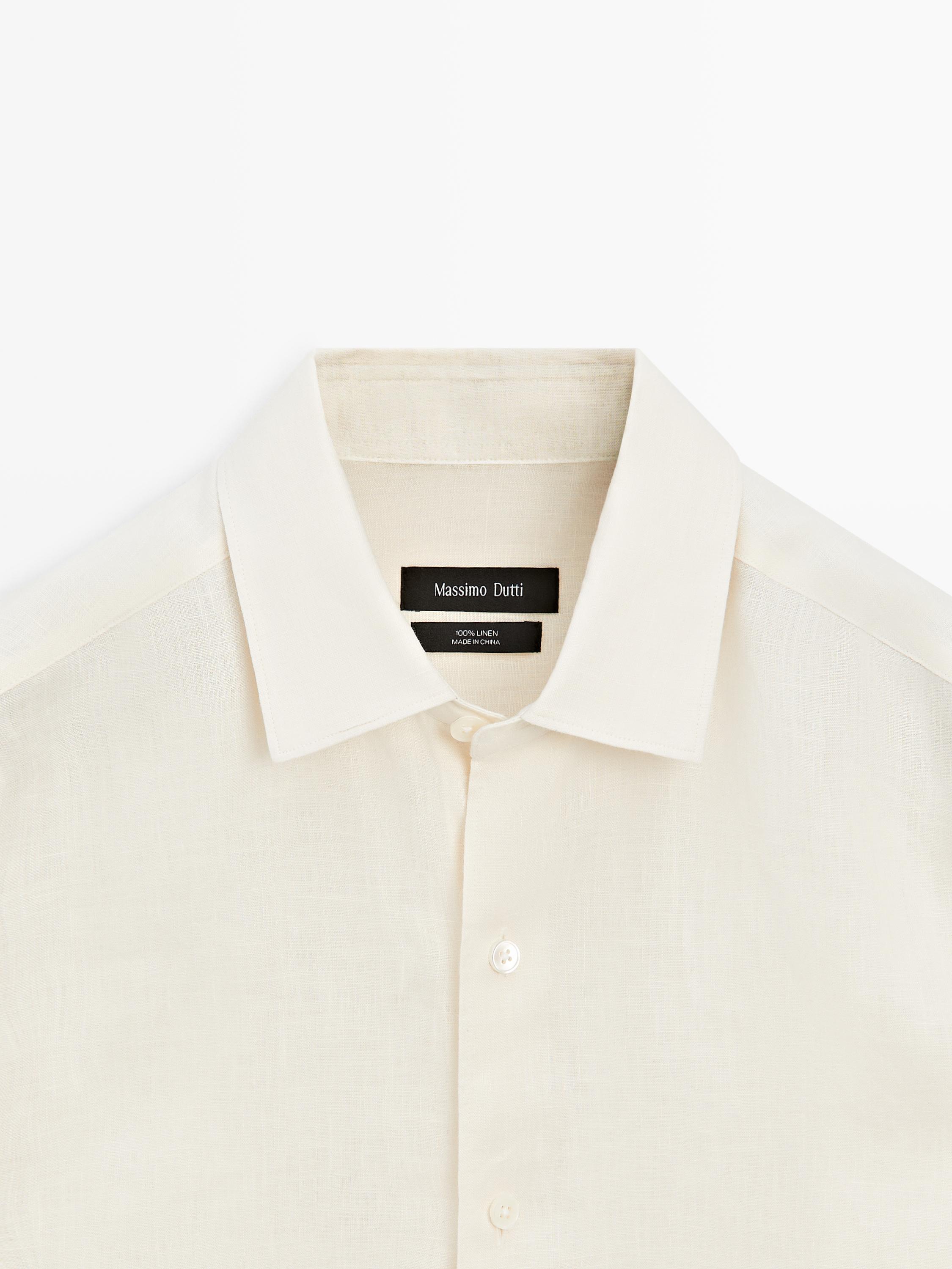 Extra fine regular fit linen shirt — BEIGE