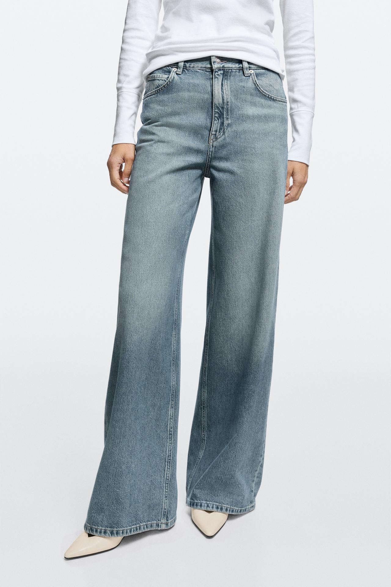 High-waist wide-leg jeans — Dark blue