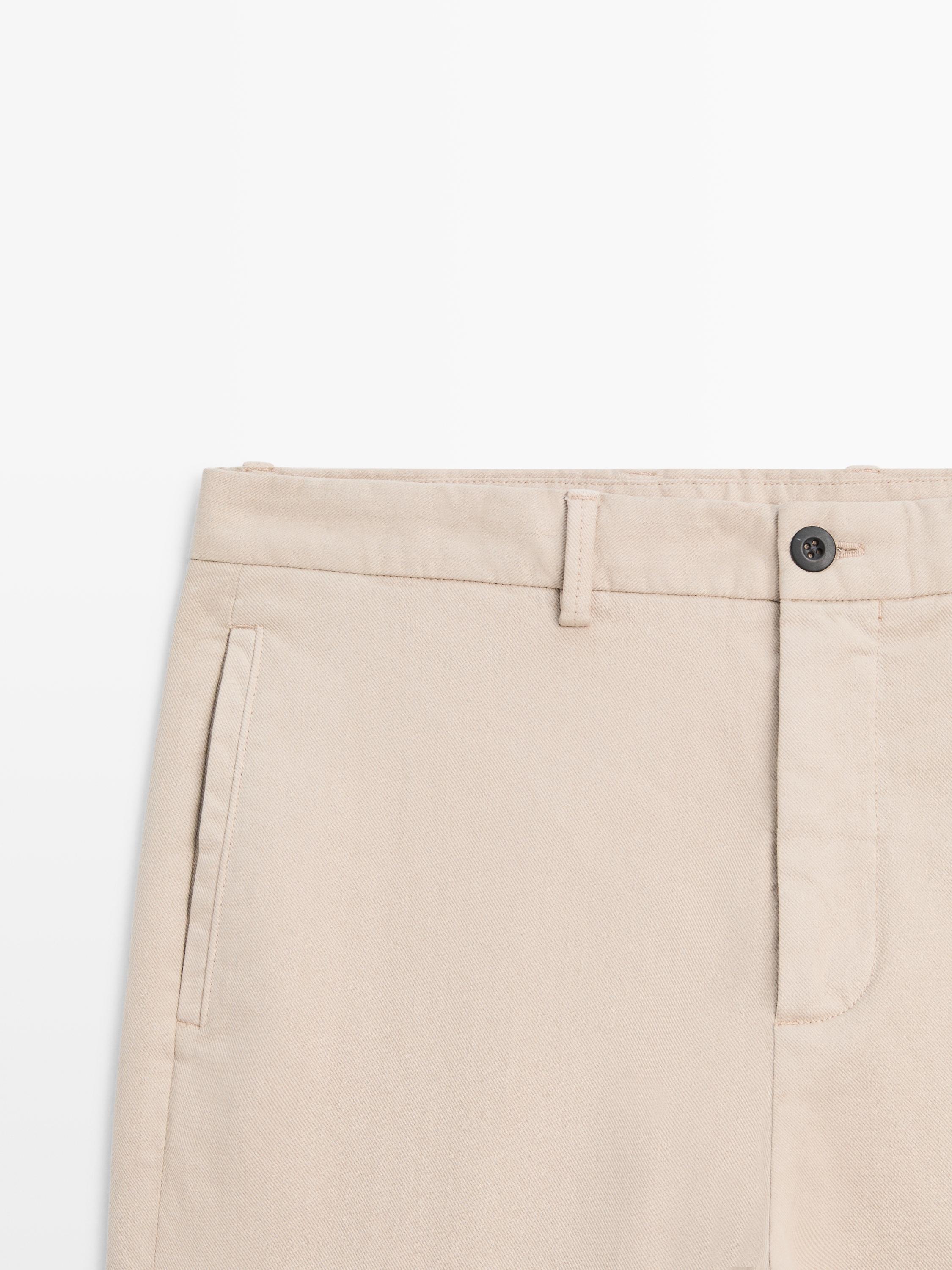 Cotton twill pants with elasticated waistband — BEIGE