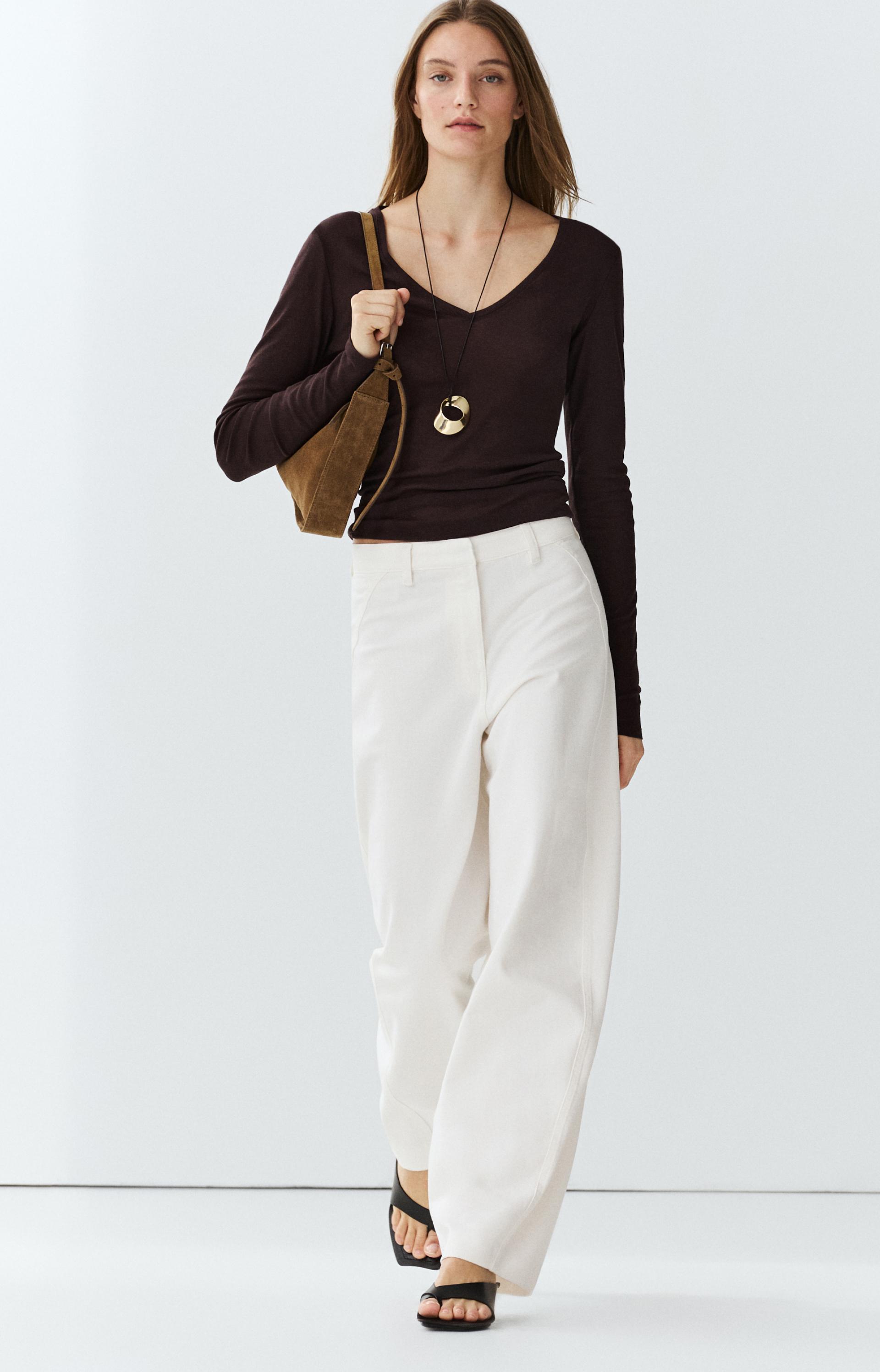 100% cotton barrel-fit pants — Off white