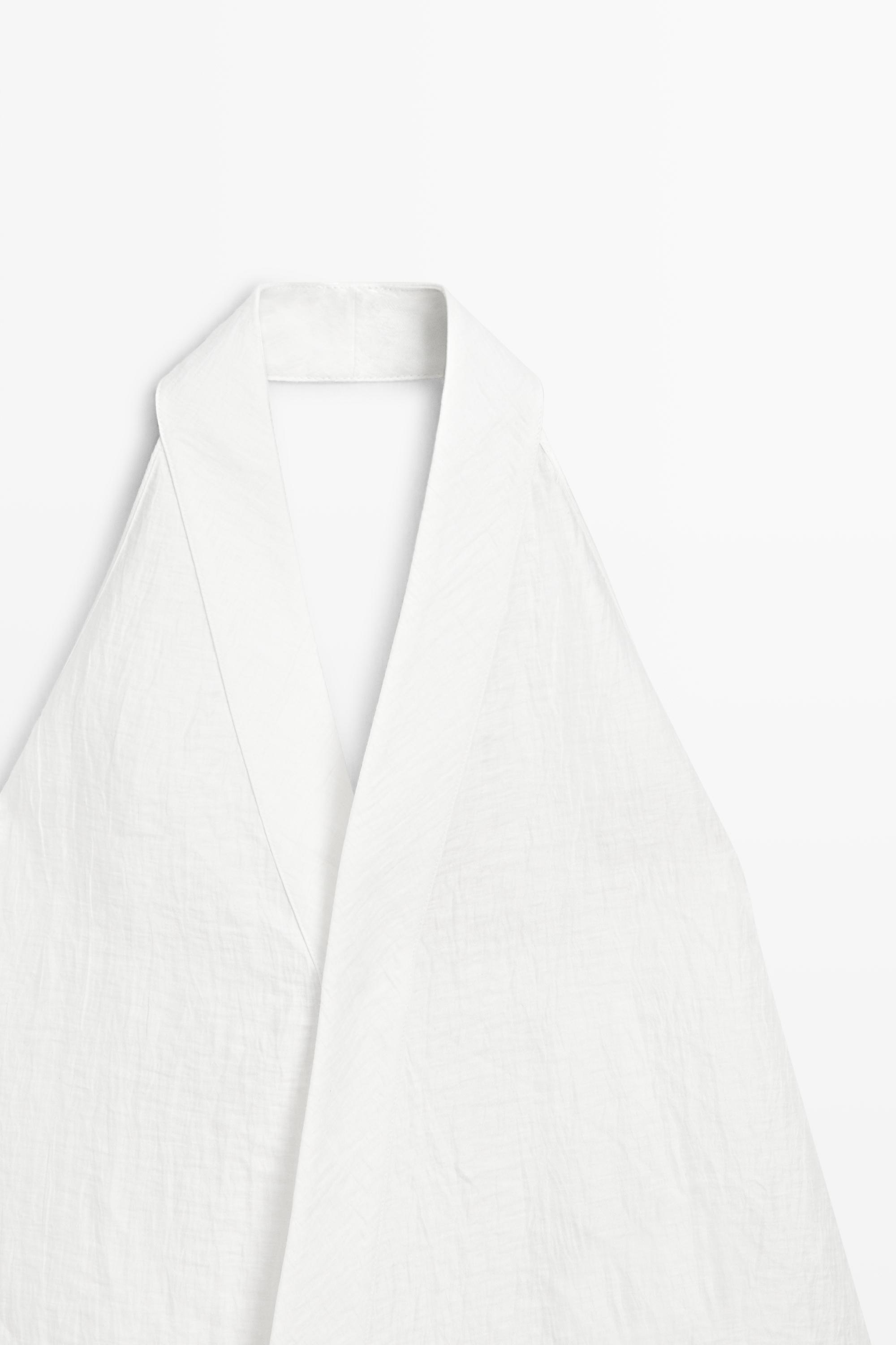 Linen blend crossover halter top — Off white