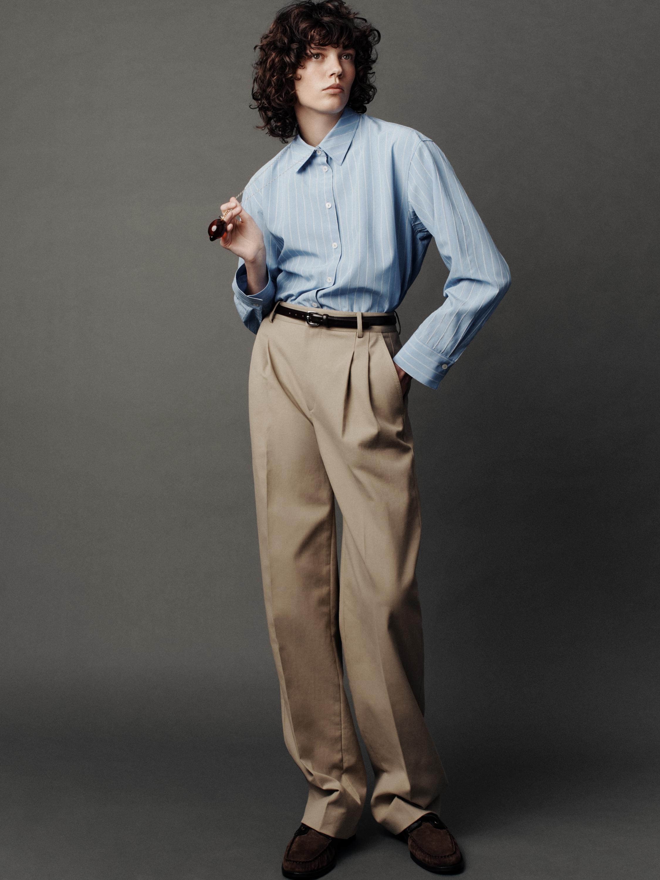 Striped loose-fitting shirt — BLUE