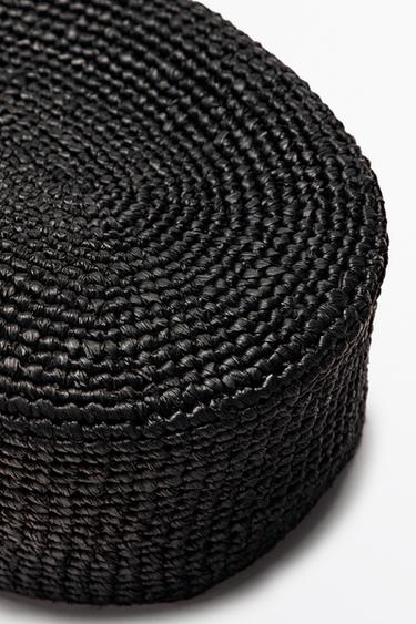 Raffia pillbox hat — BLACK 3