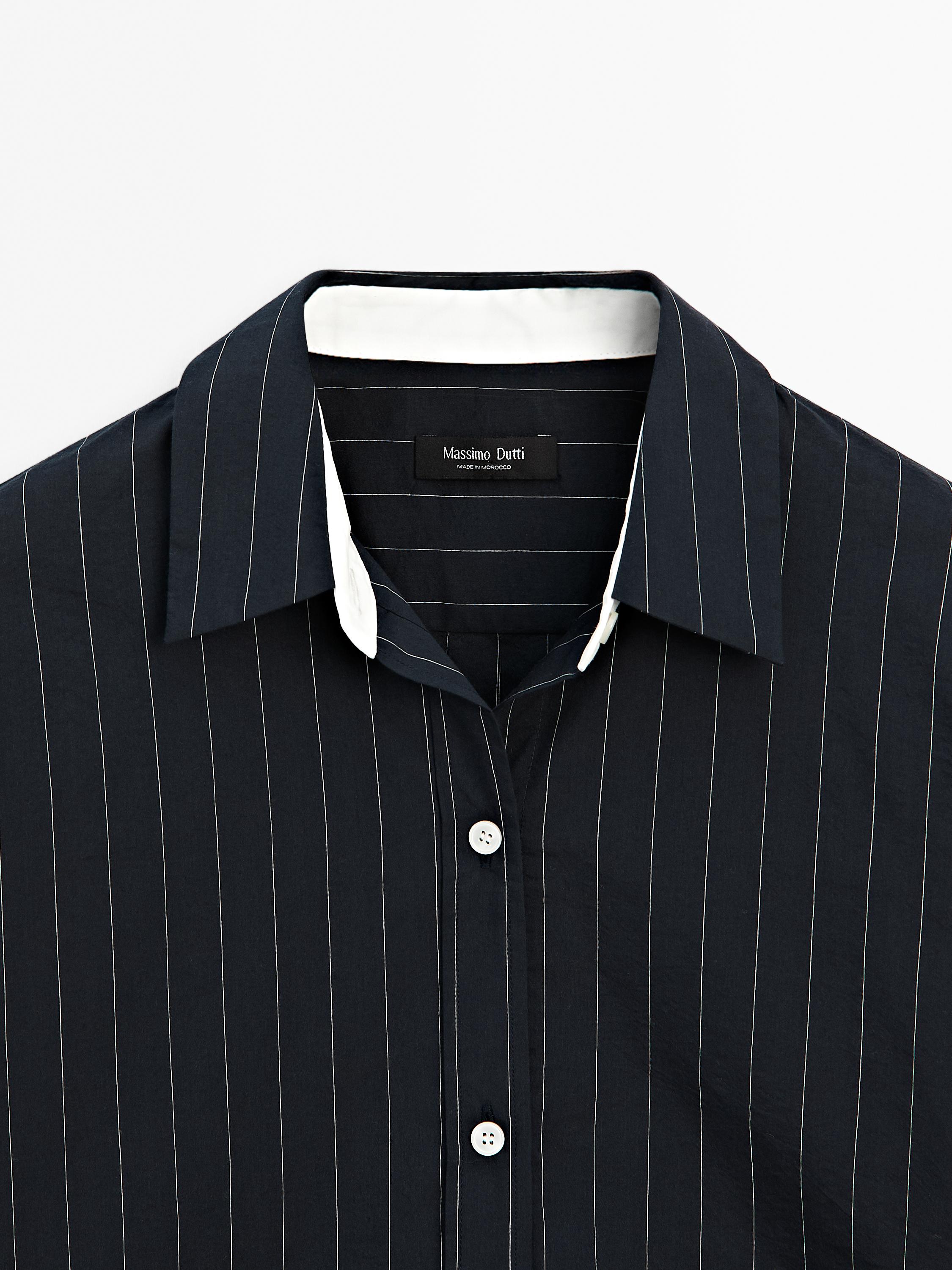 Striped shirt with contrast detail