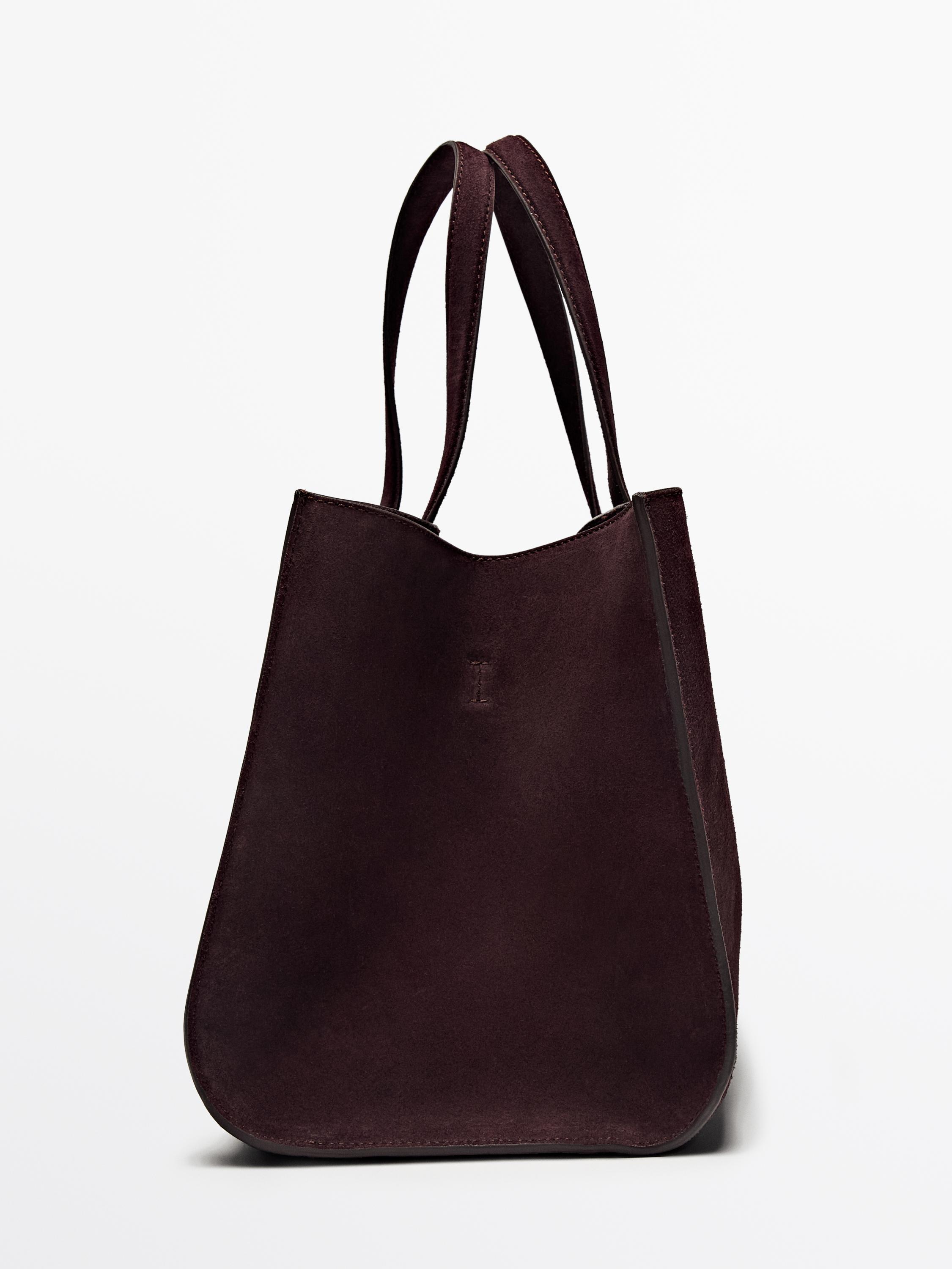 Half icon split suede bag · Aubergine · Leather Outerwear Massimo