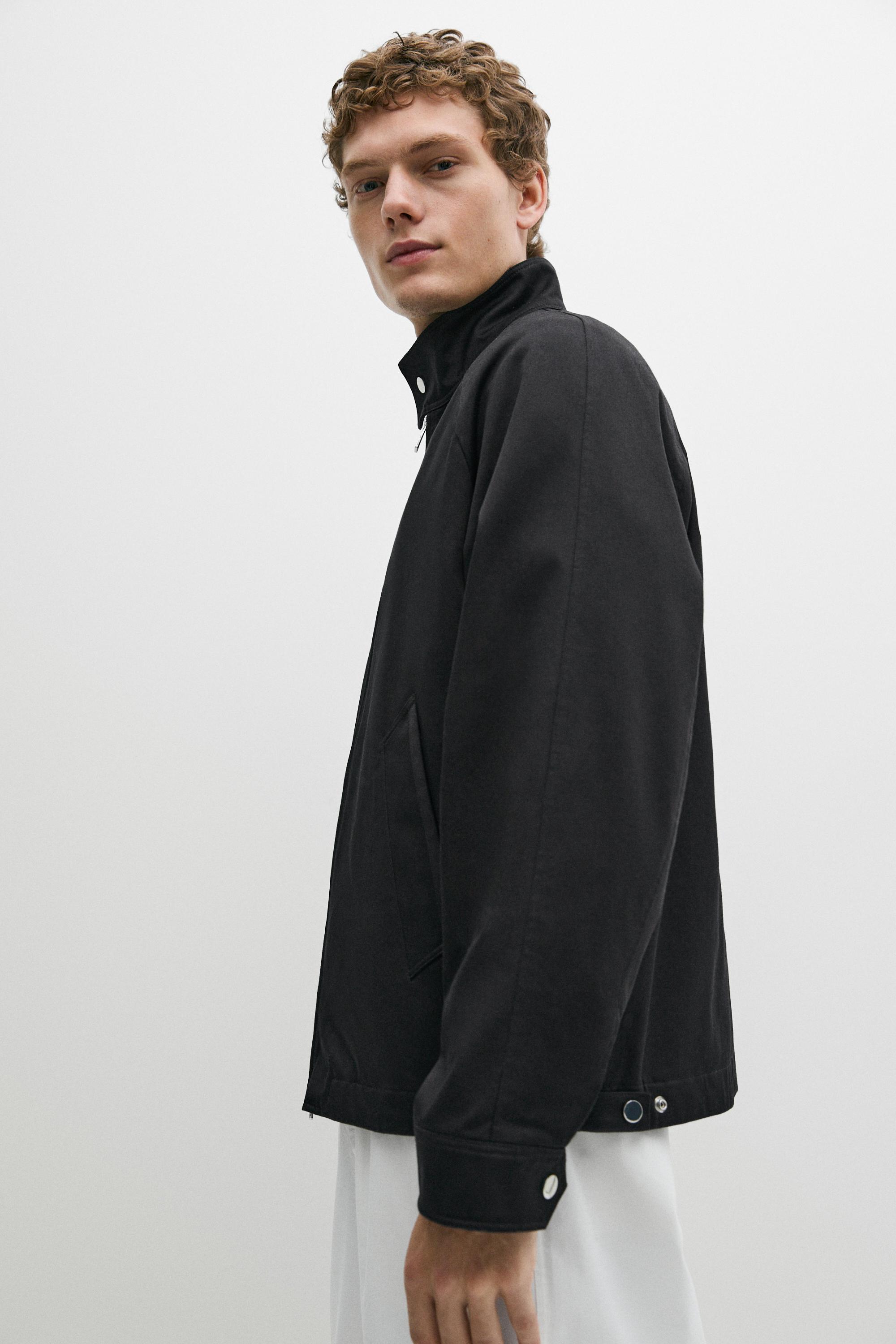 Bomber jacket with collar detail — DARK NAVY
