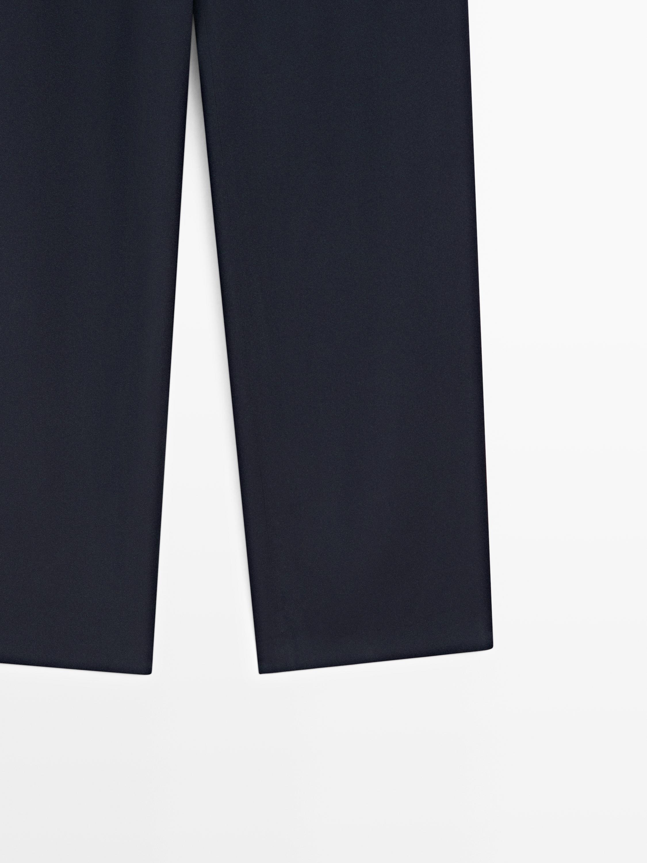 Flowing straight-leg trousers - STUDIO — NAVY BLUE