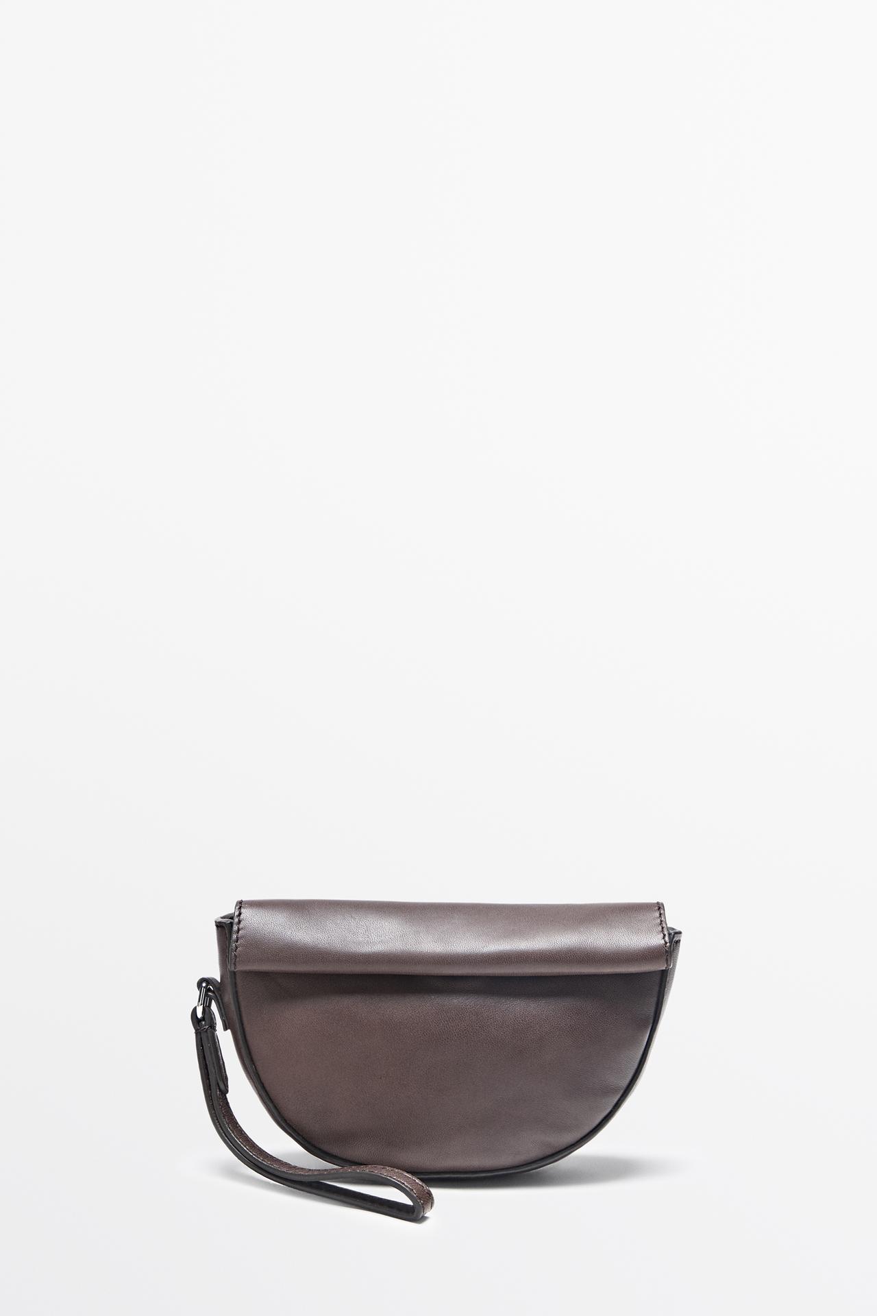 Nappa leather mini crossbody bag — BROWN MARL