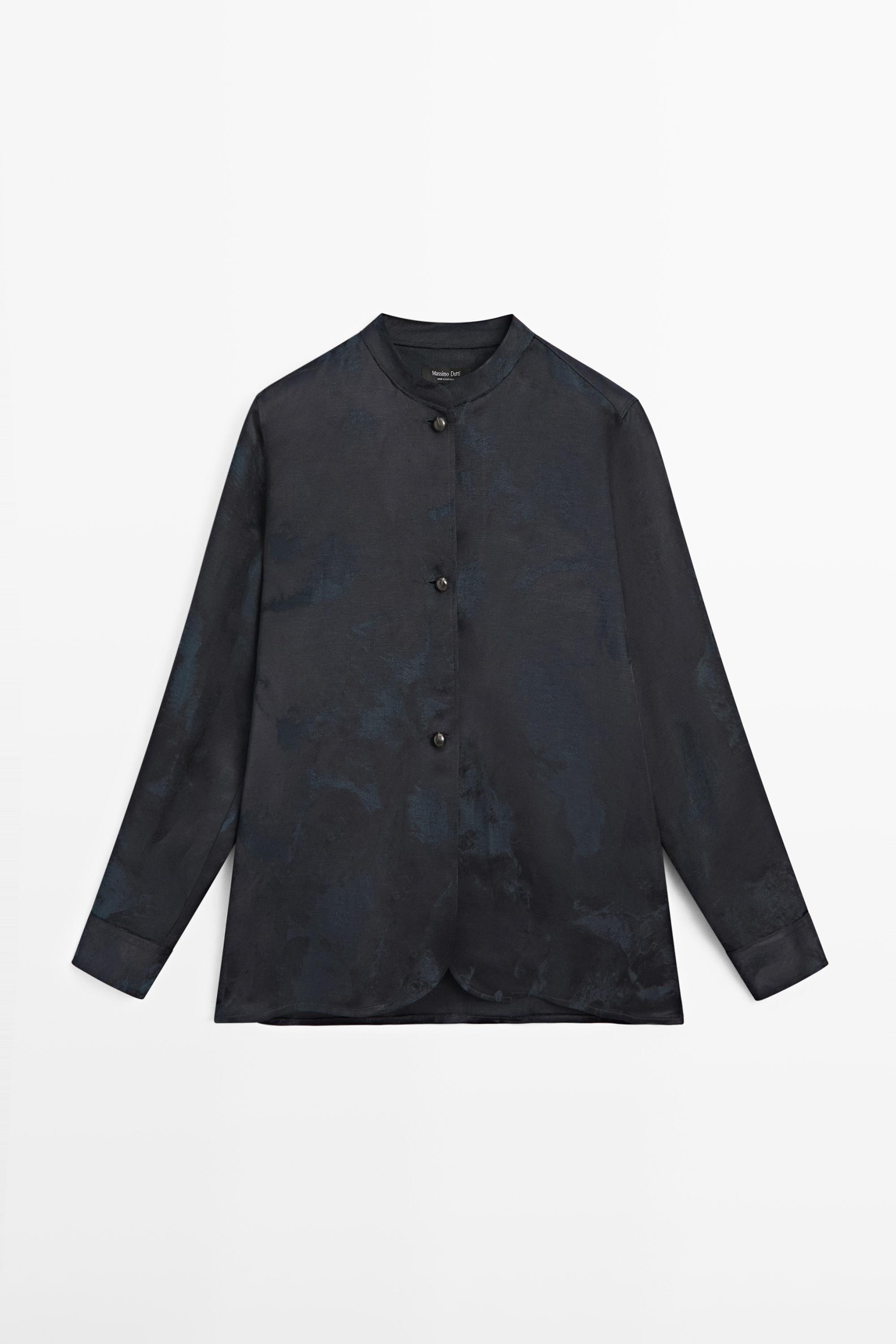 Flowing jacquard shirt — NAVY BLUE
