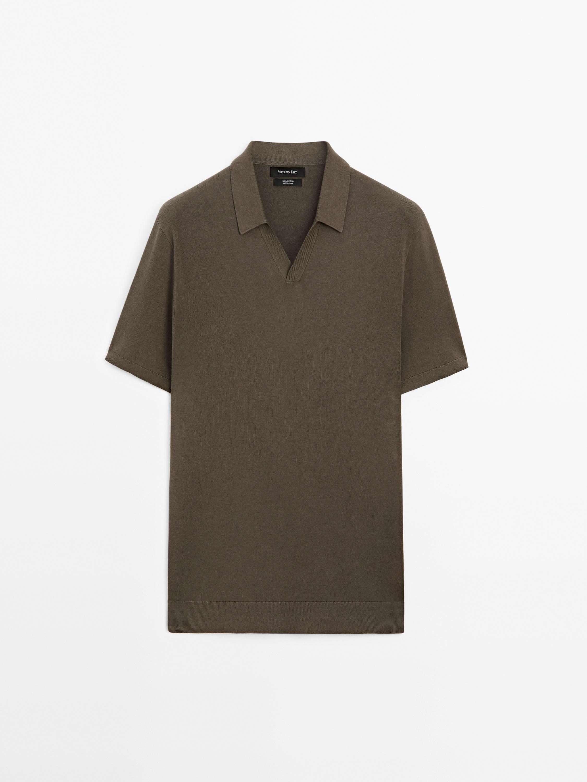 Short sleeve cotton knit polo shirt