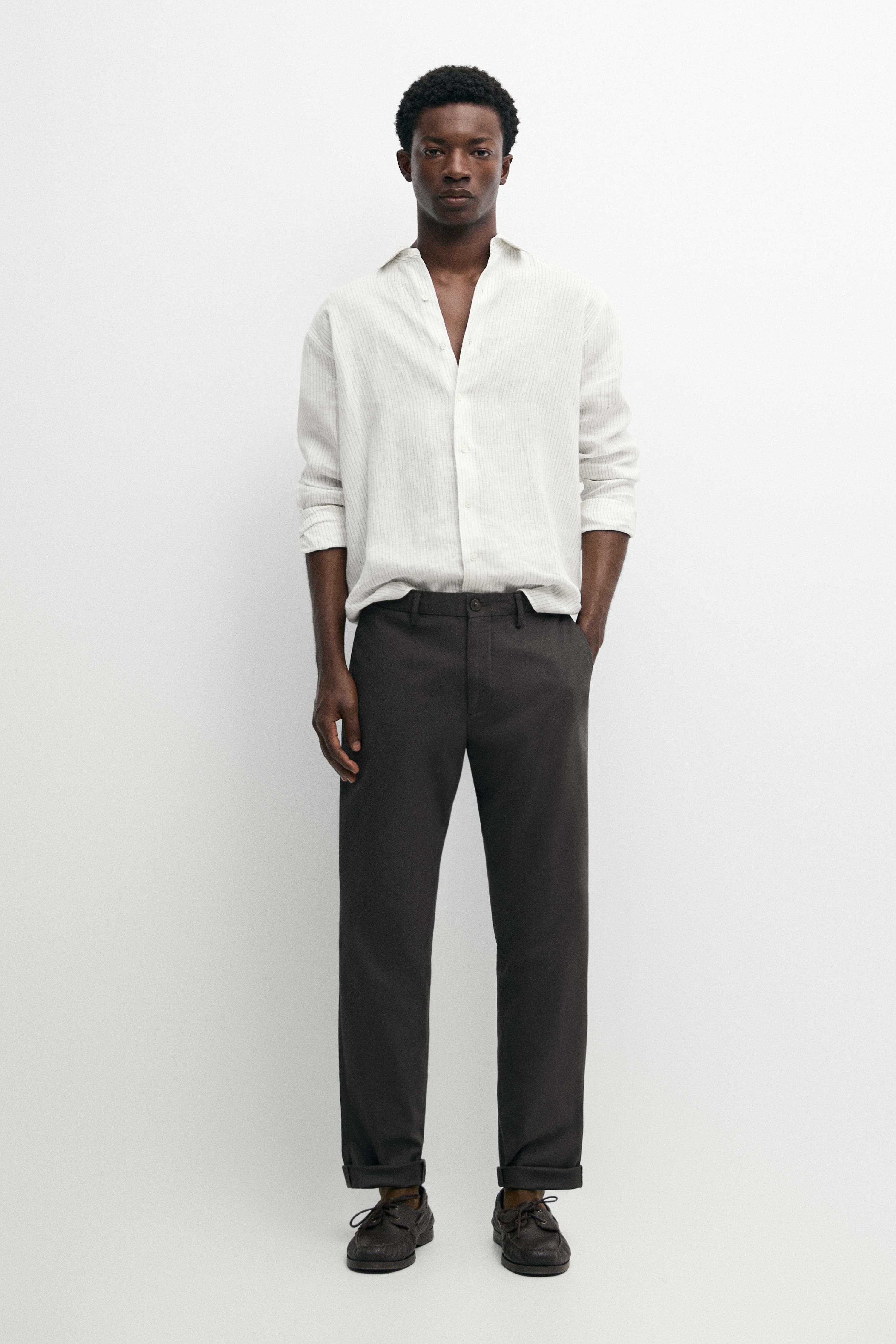 Slim fit cotton trousers