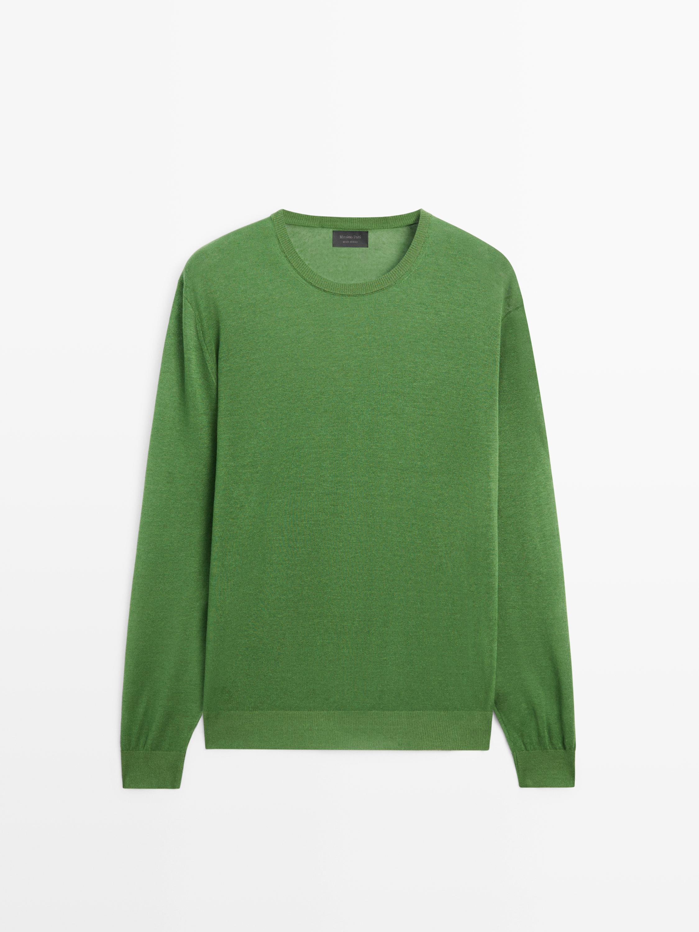 Strickpullover mit Rundausschnitt aus Leinen-Kaschmir