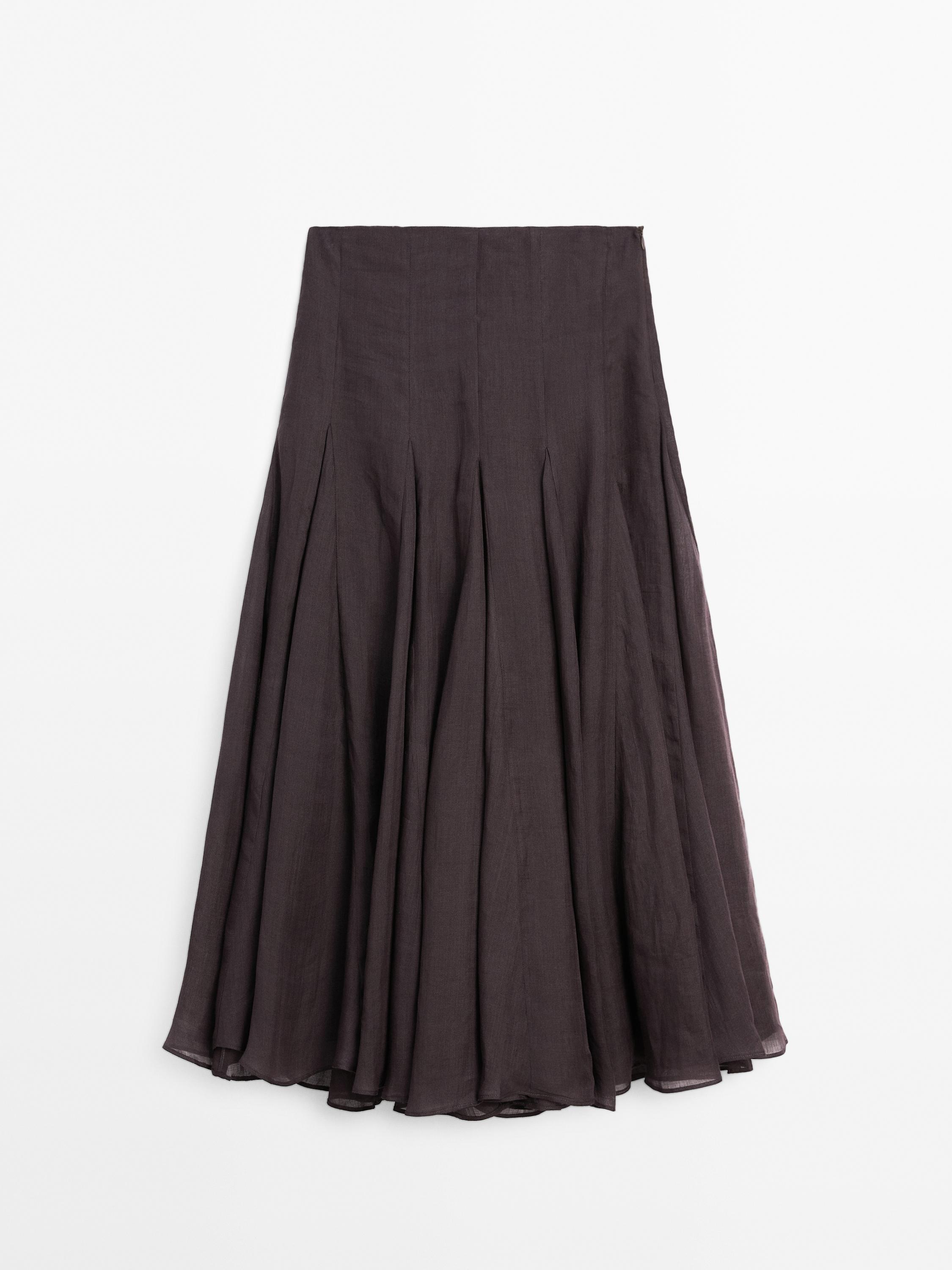 Jupe midi à godets 100 % ramie - STUDIO