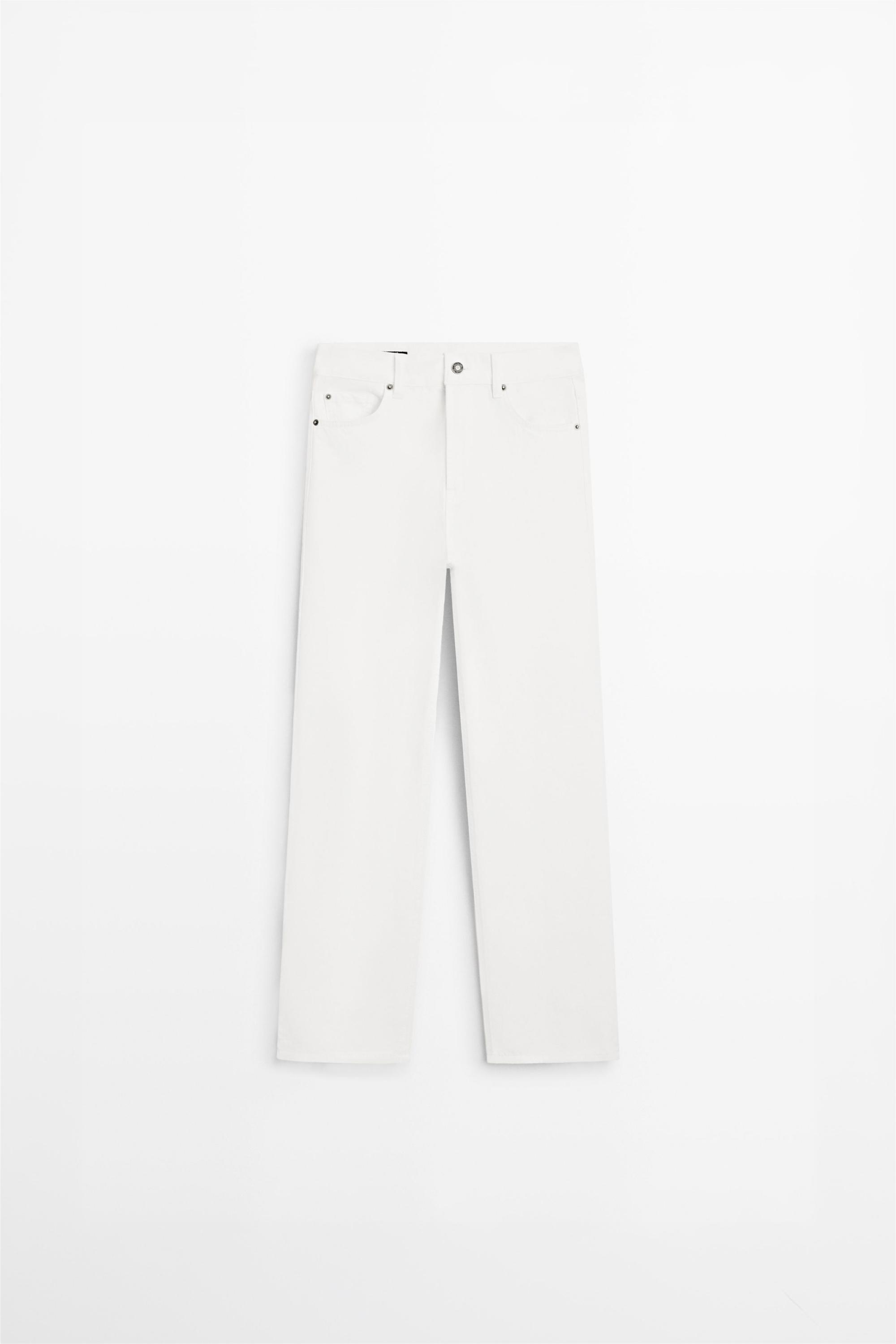 Straight-leg high-waist jeans — Off white