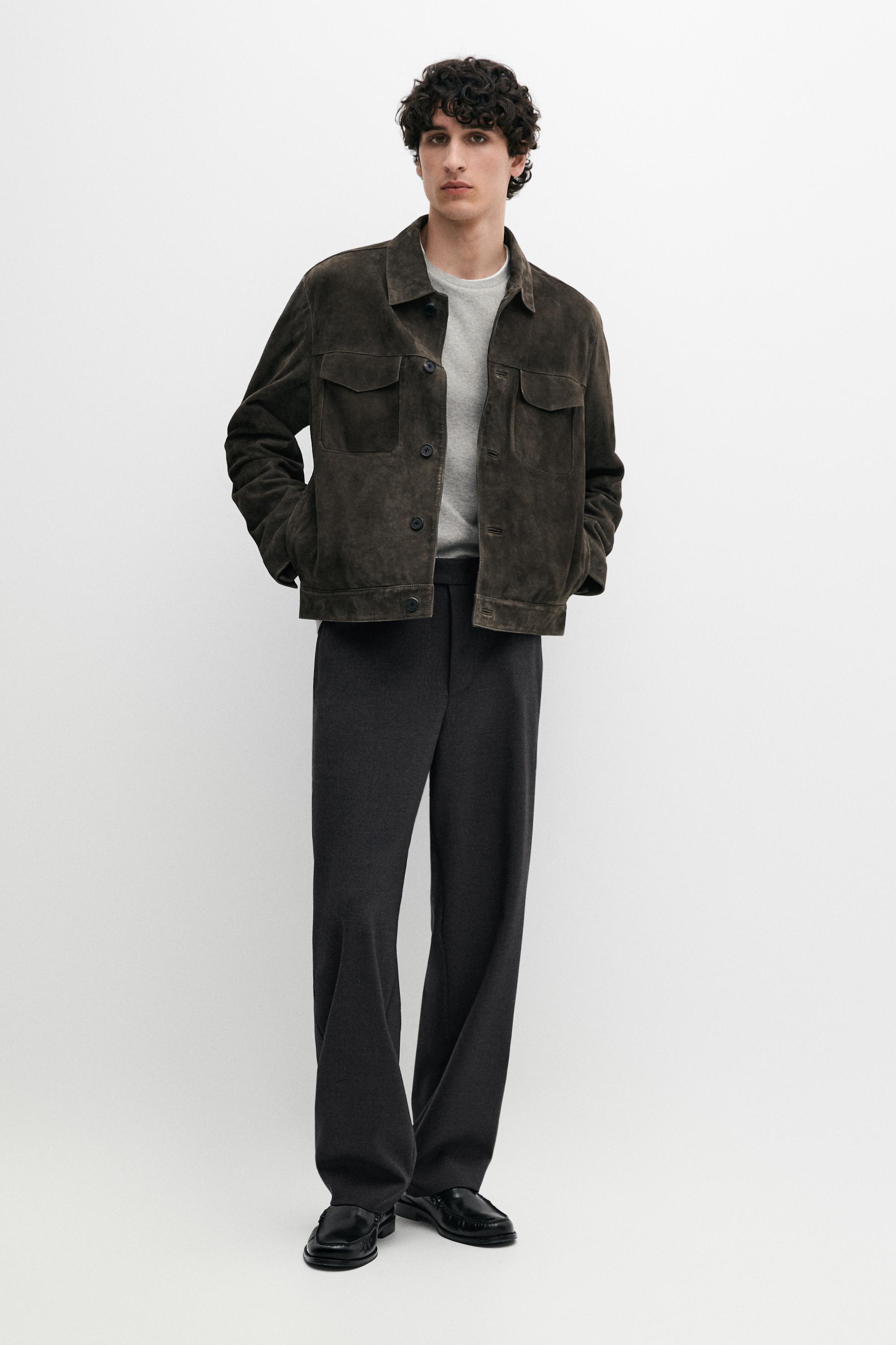 „Barrel fit“ kelnės iš vilnos su trijų gijų audimu